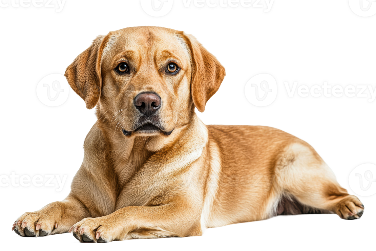 Golden retriever resting comfortably indoors png