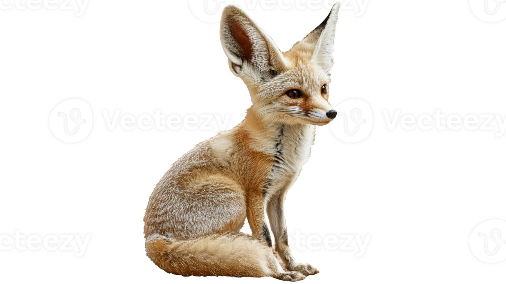 Fennec fox sitting gracefully in the desert sun png