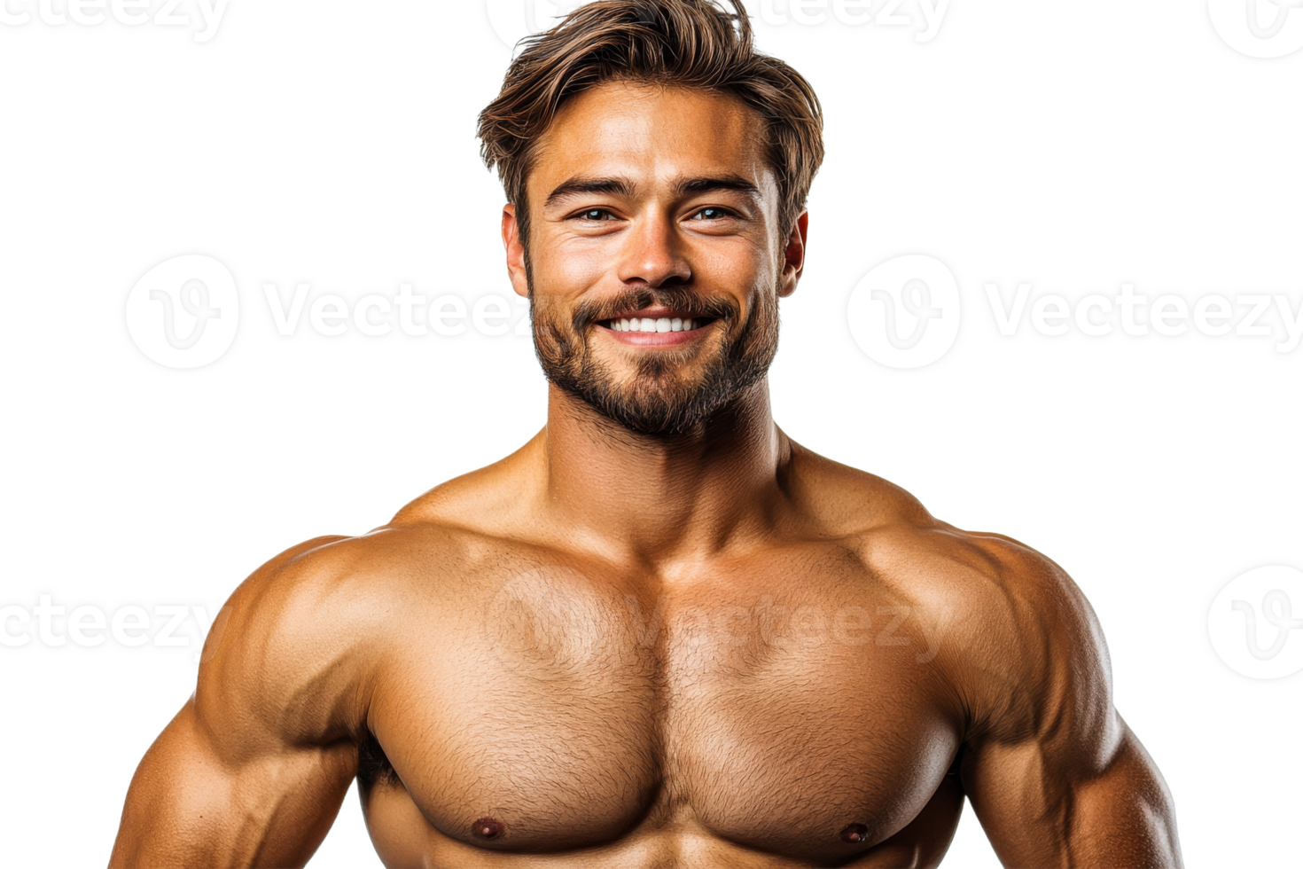 Muscular man smiling confidently in bright setting png