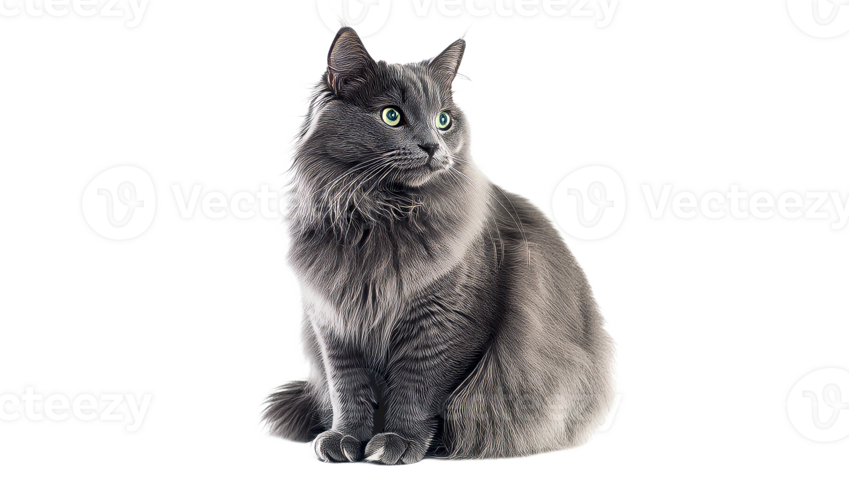 Adorable gray cat sitting on a white background png