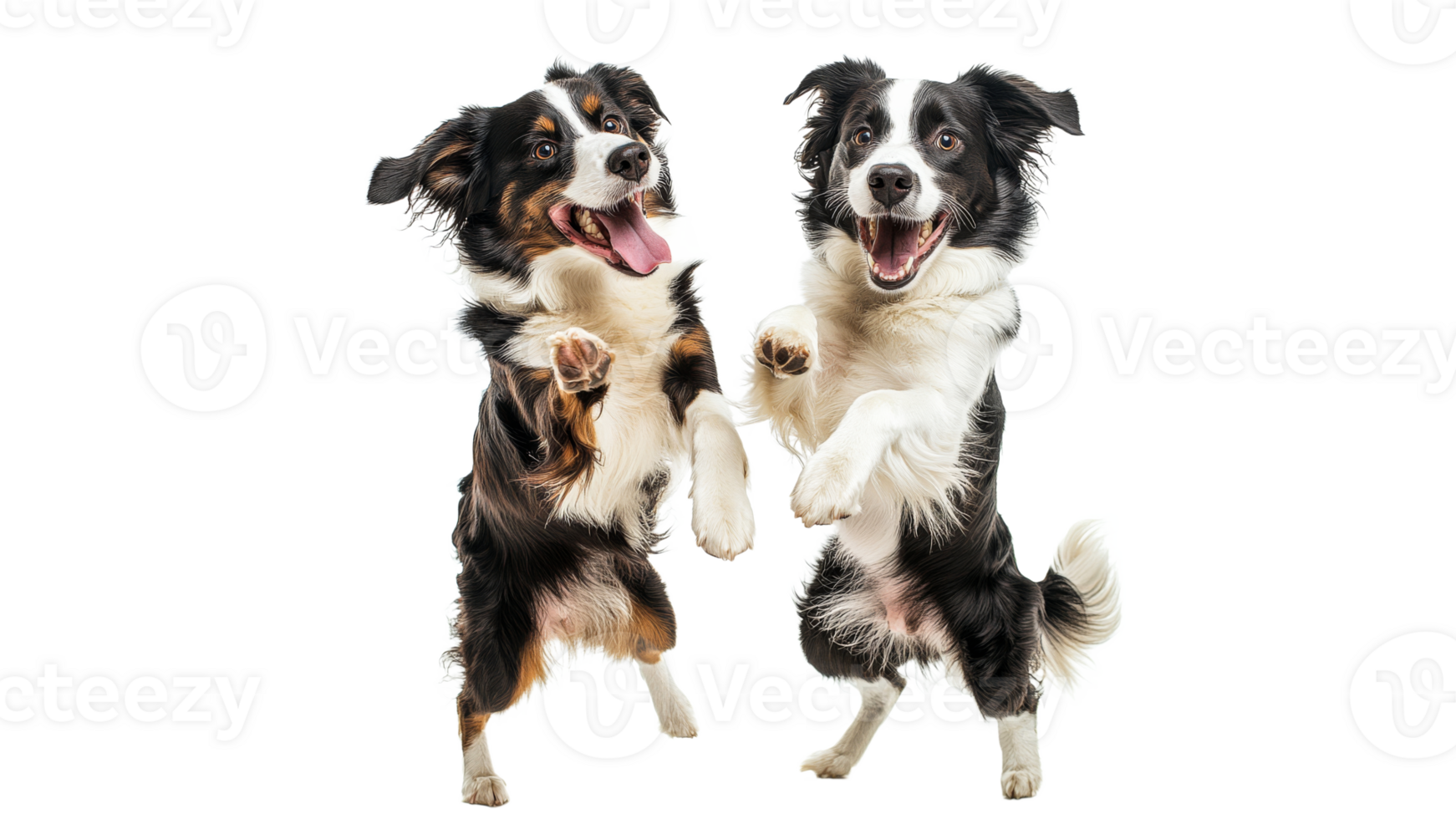 Excited border collies jumping happily png