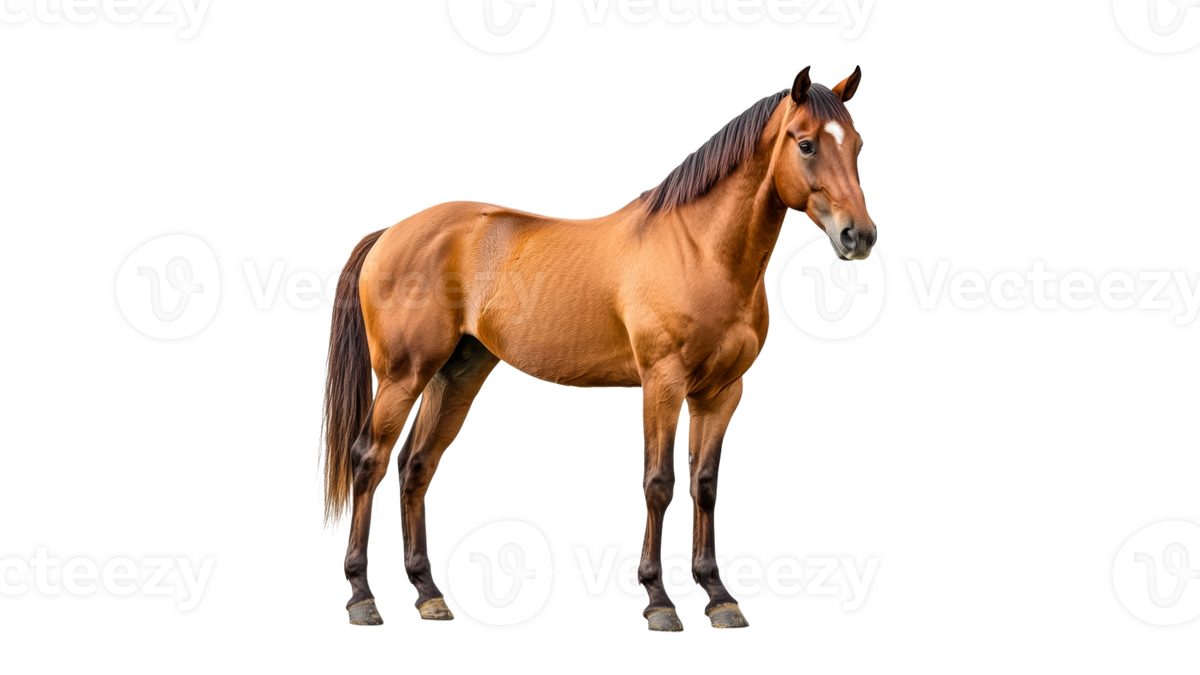 Brown horse standing proudly in clear light png