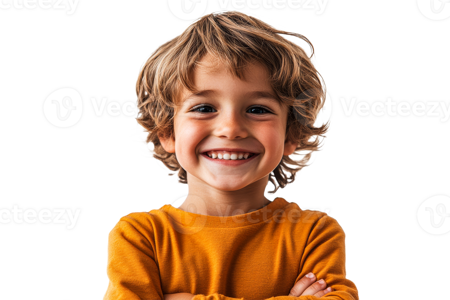 Smiling boy in bright setting, arms crossed png