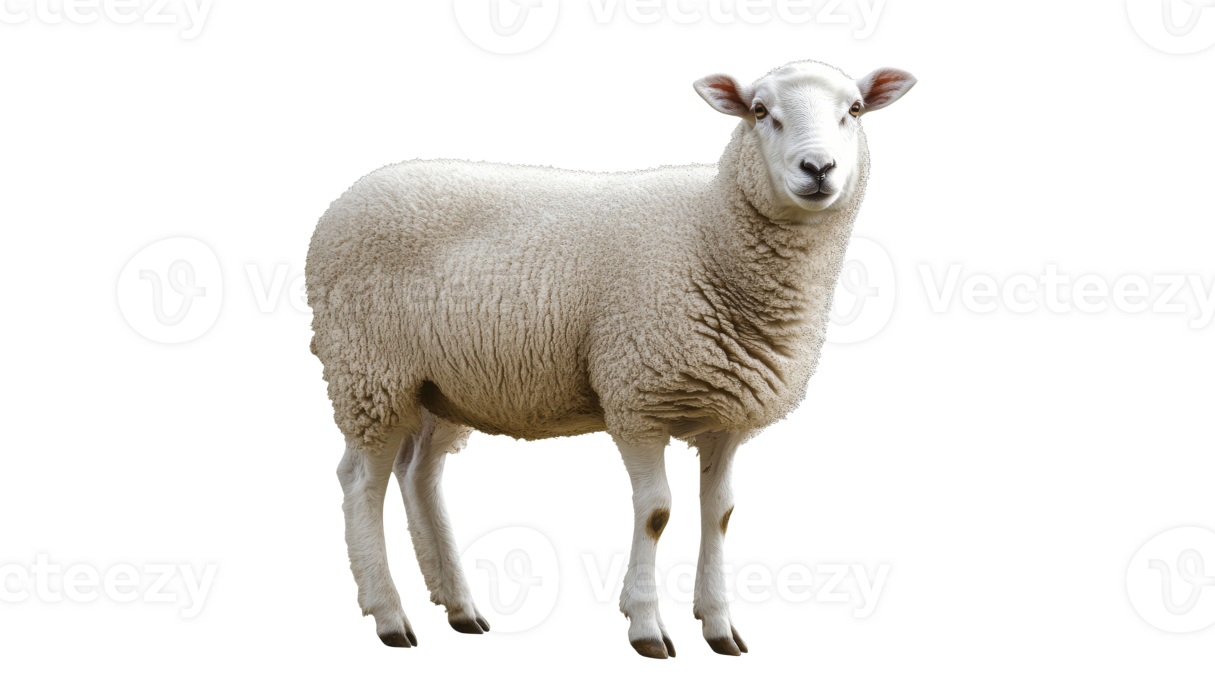 Sheep standing in a serene pasture landscape png
