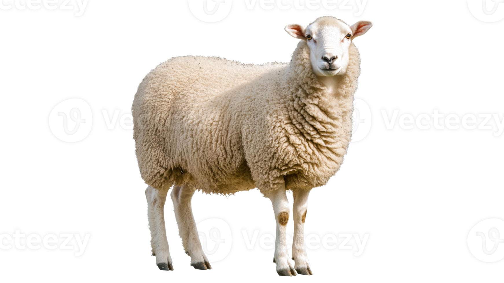Sheep standing on white background in natural pose png