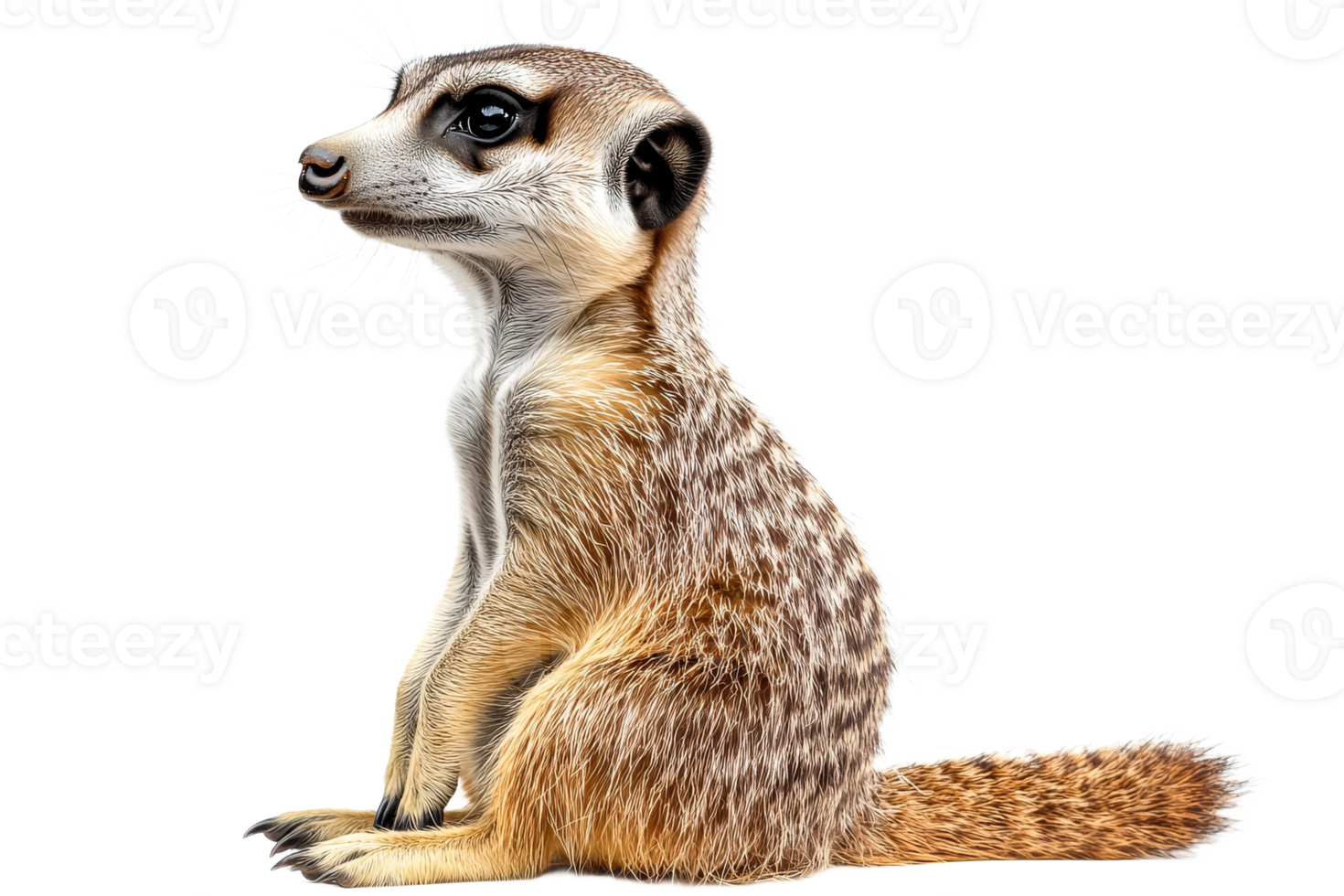 Meerkat sitting upright against a white background png
