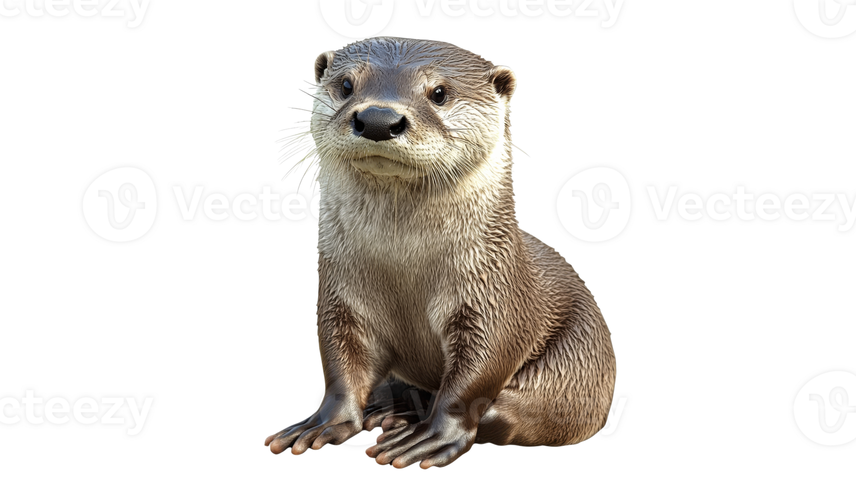 Cute otter sitting on its hind legs in water png