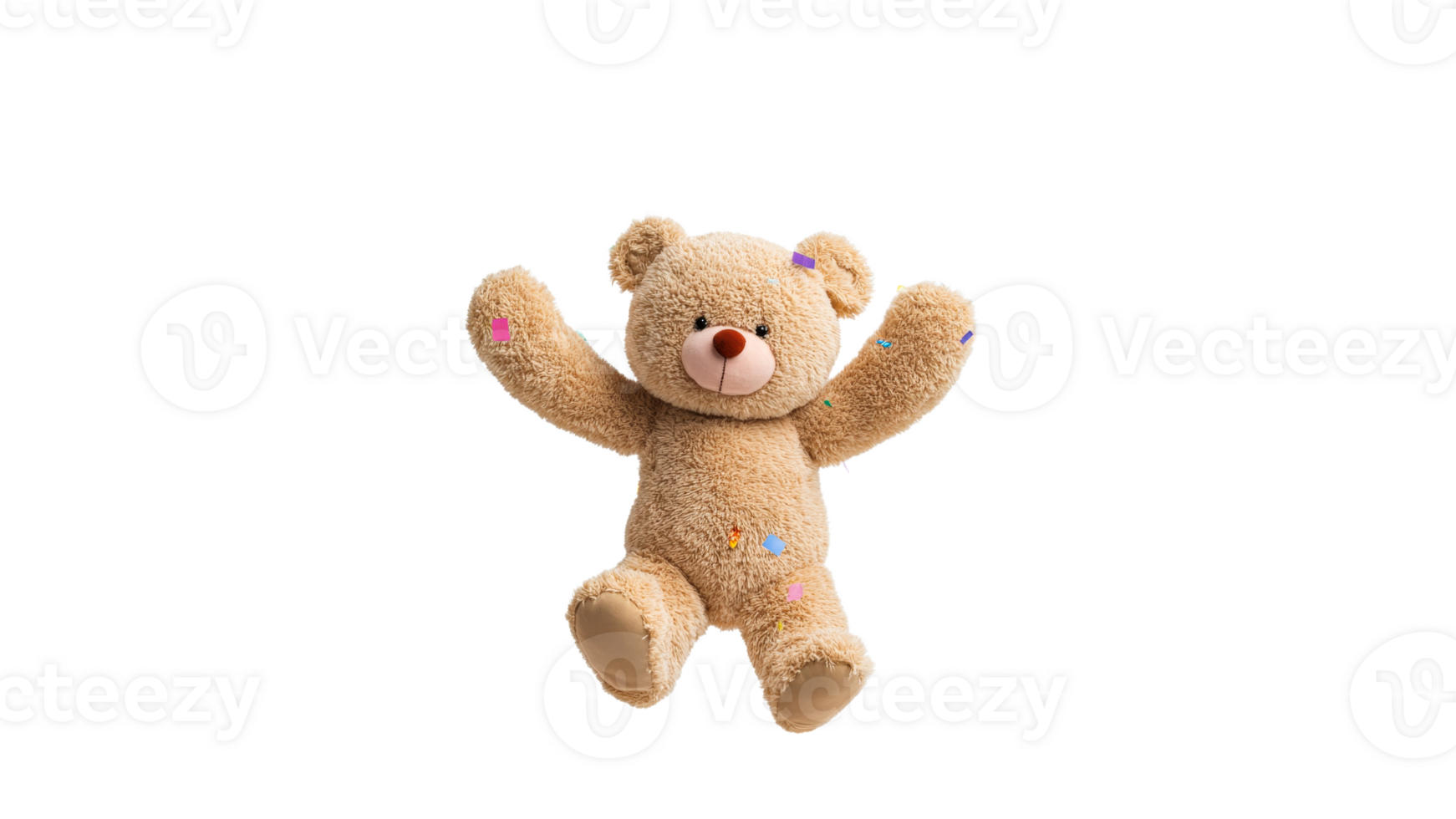Teddy bear with colorful patches Happy and soft png
