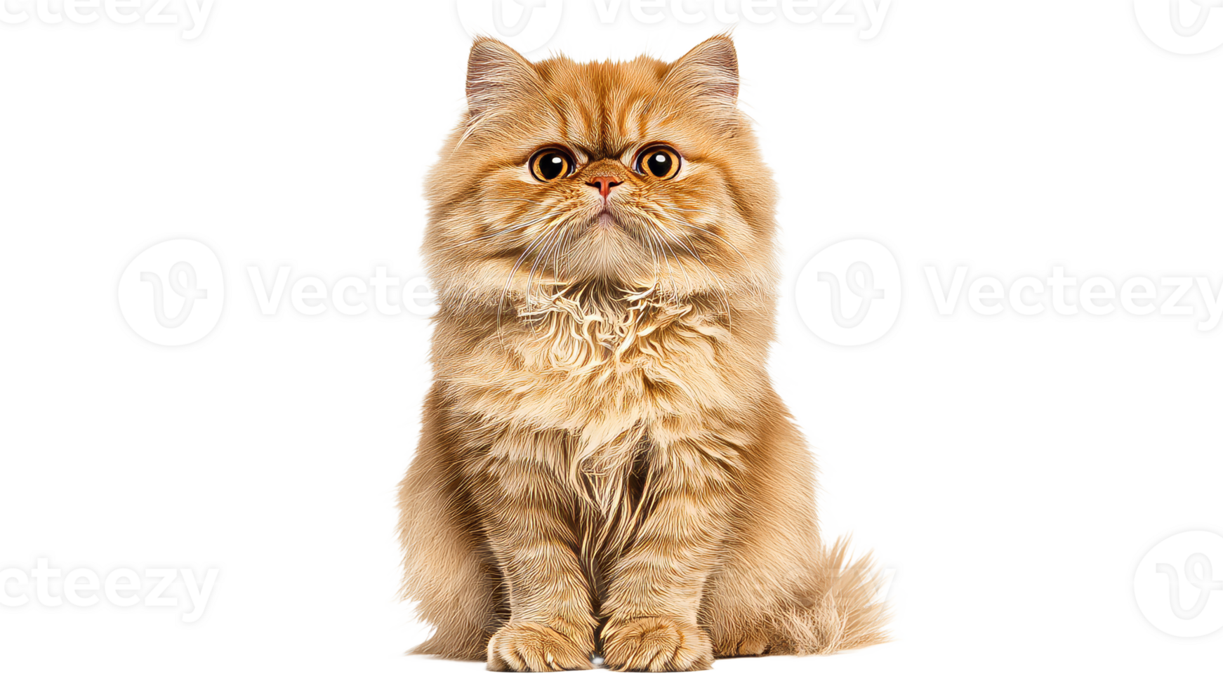Persian cat with fluffy fur sitting calmly indoors png
