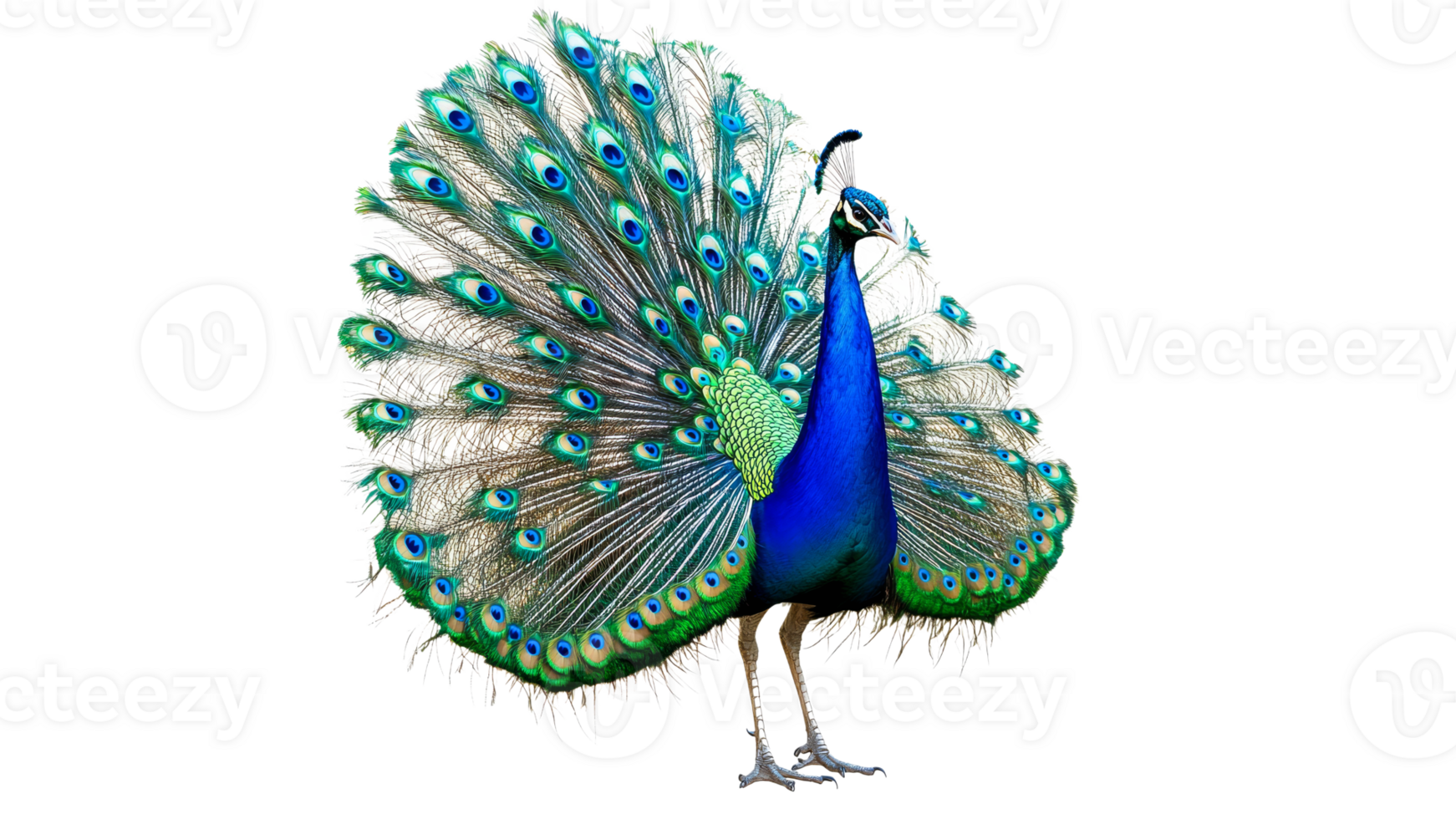Colorful peacock displaying its vibrant feathers png