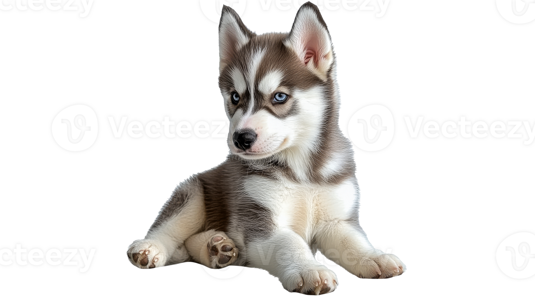 Siberian husky puppy resting on white background png