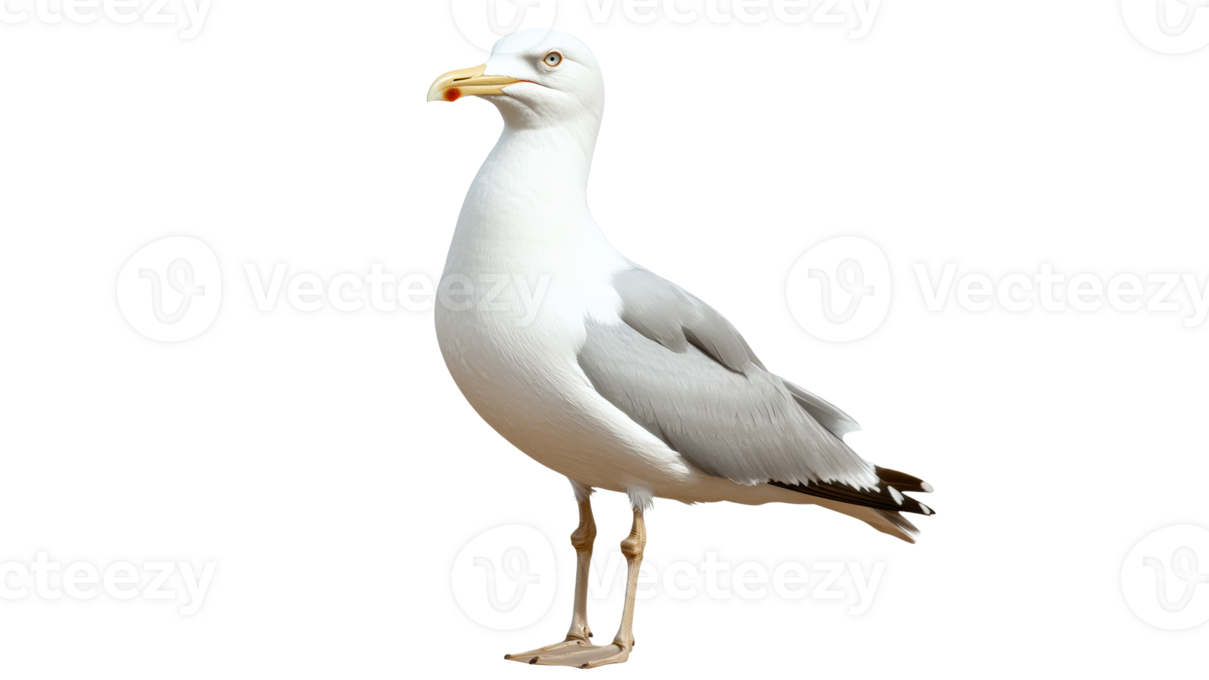 Seagull standing gracefully by coastal shore png