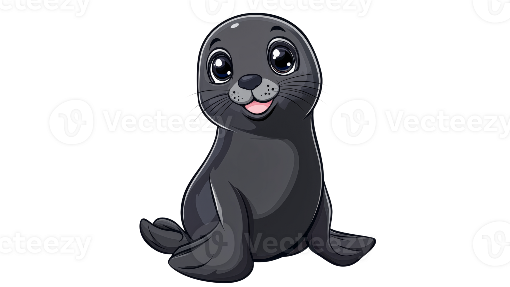 Happy cartoon seal sitting and smiling png