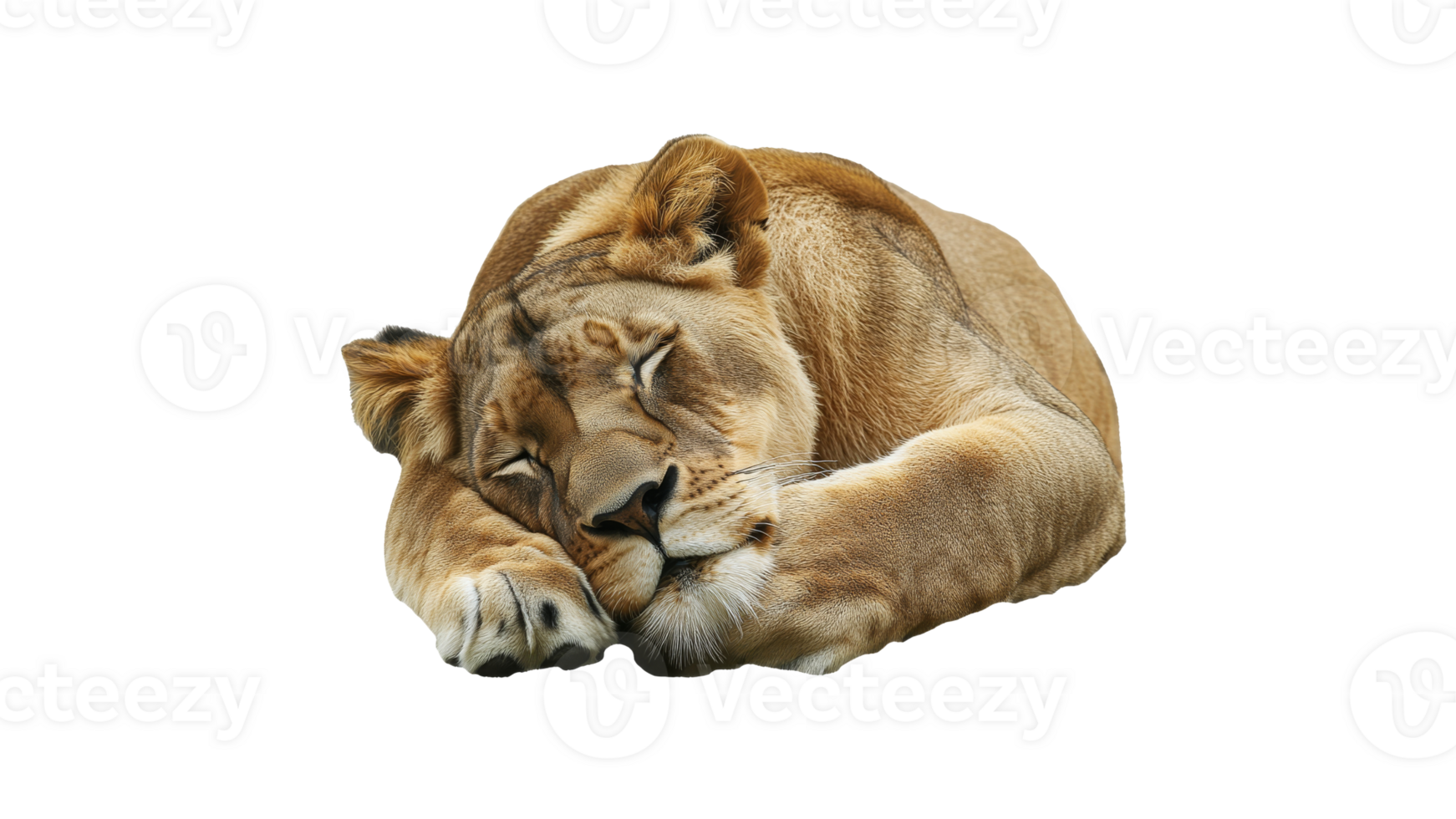 Lioness resting peacefully in a serene environment png
