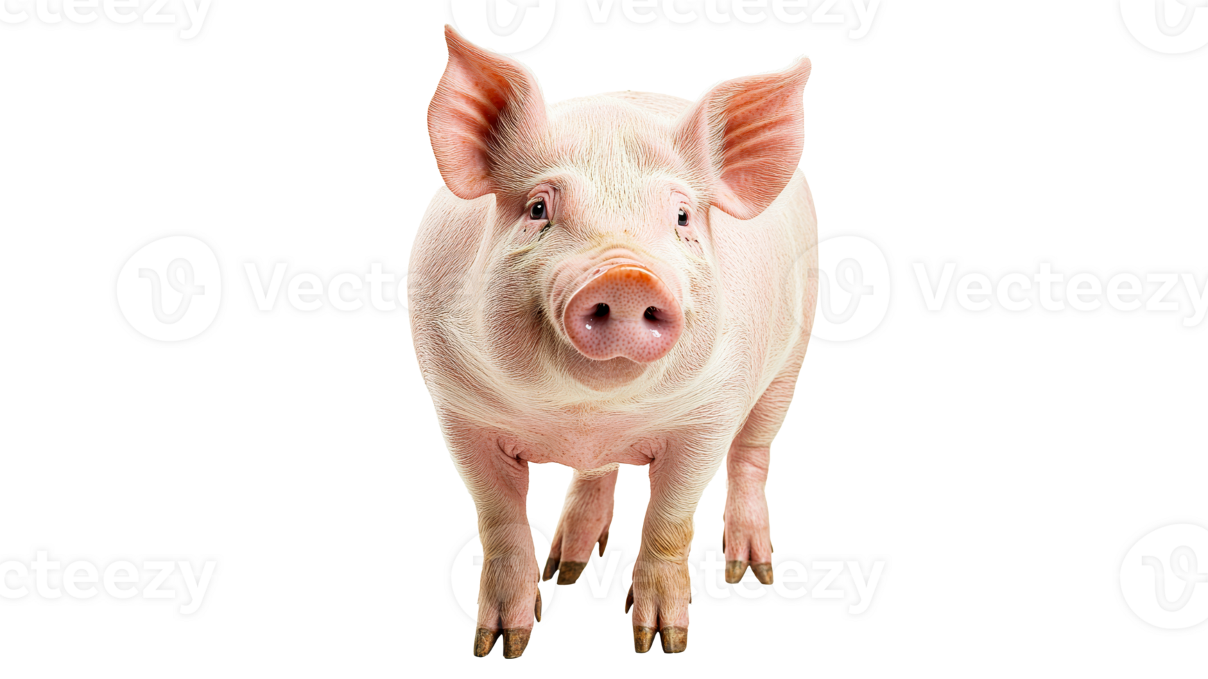 Cute pig standing in a bright setting png