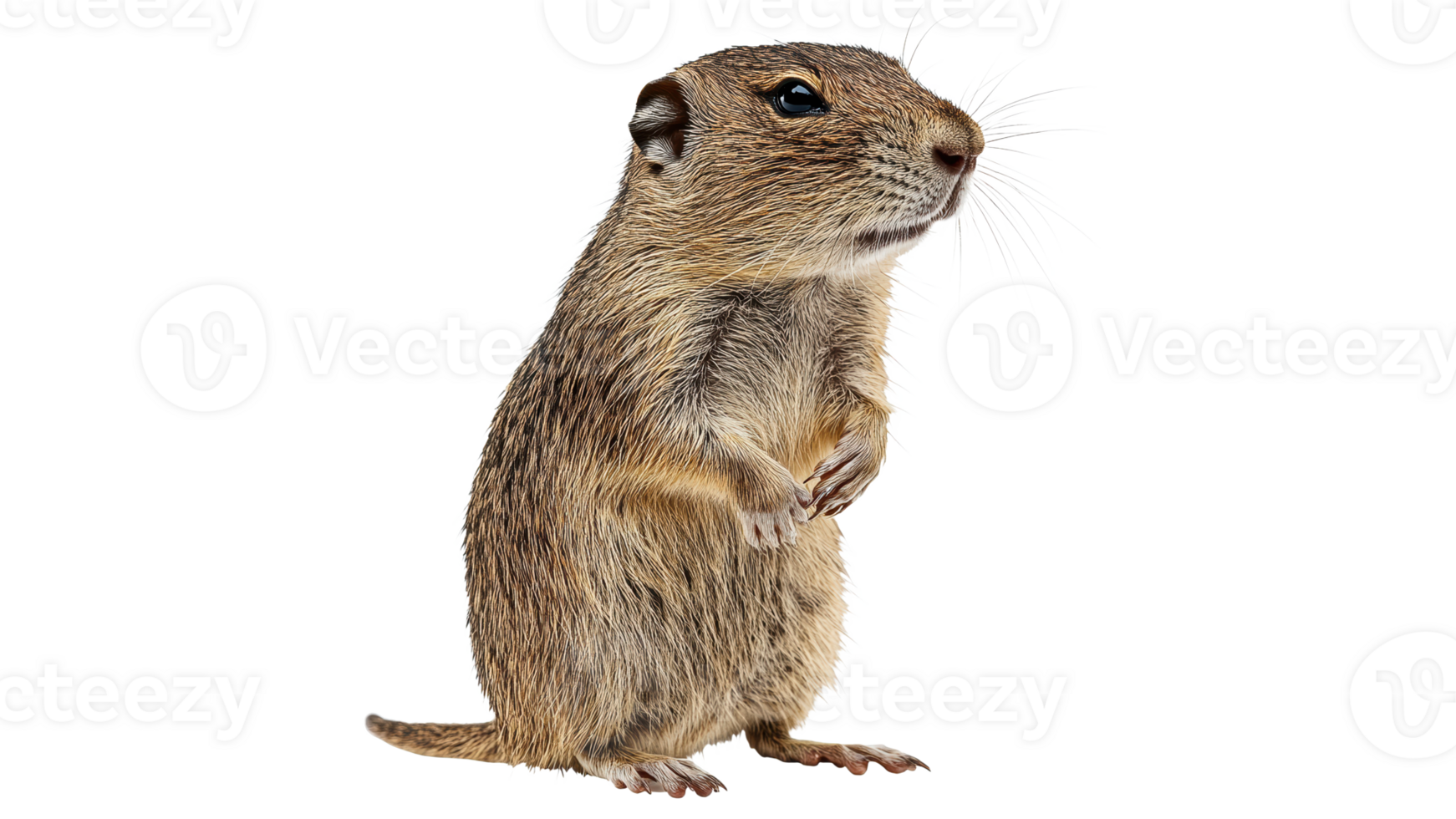Small rodent standing upright in a studio setting png