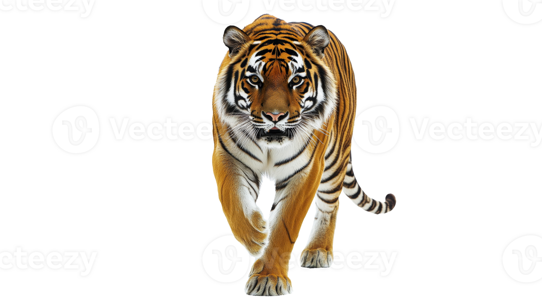 Tiger strides through its natural habitat png