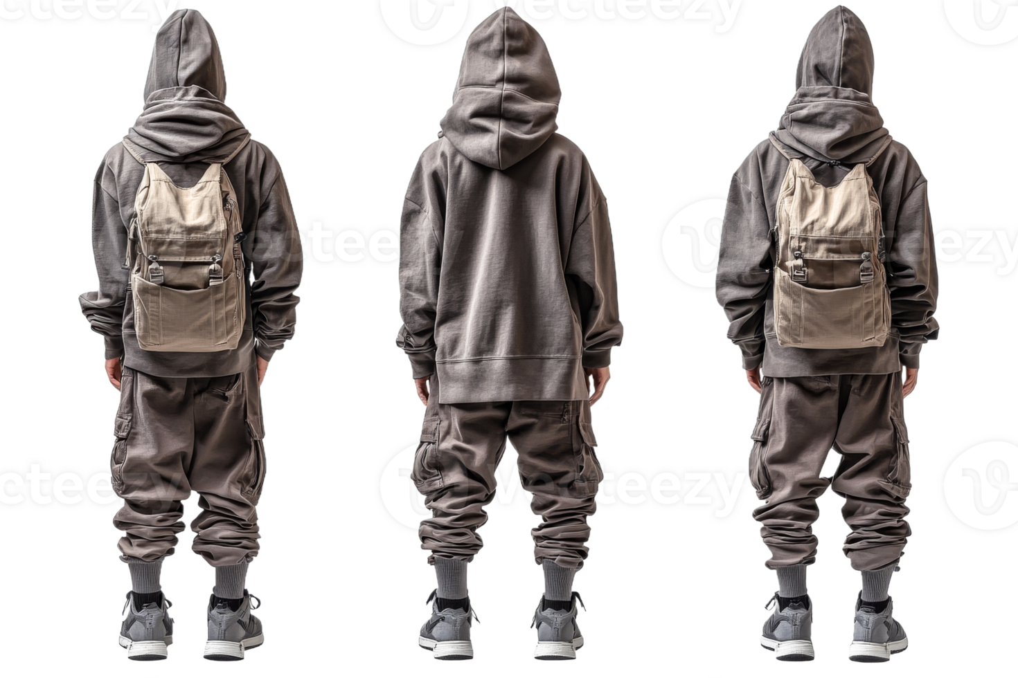 Stylish urban youth fashion with casual backpack png