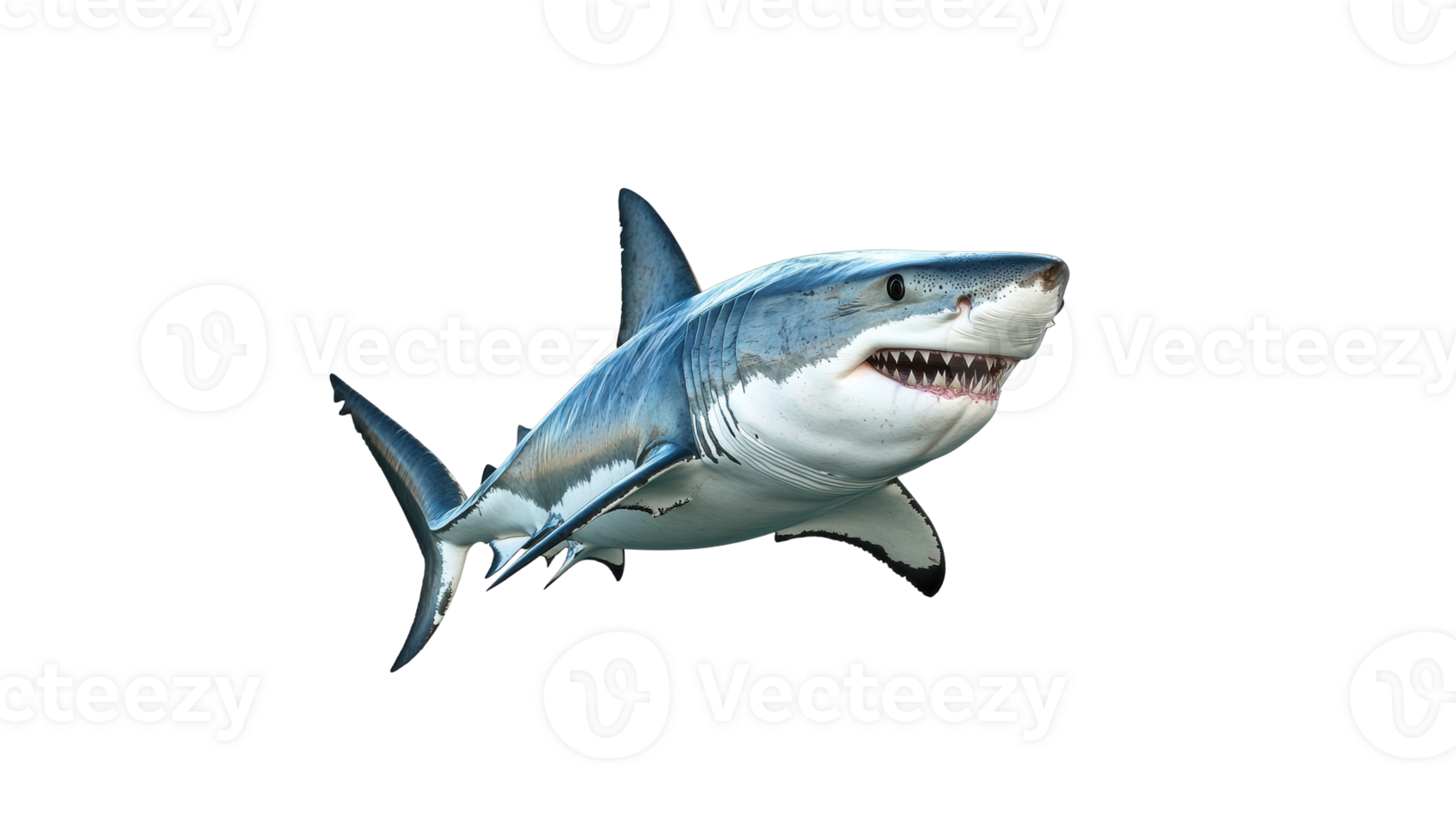Majestic great white shark swimming in ocean png