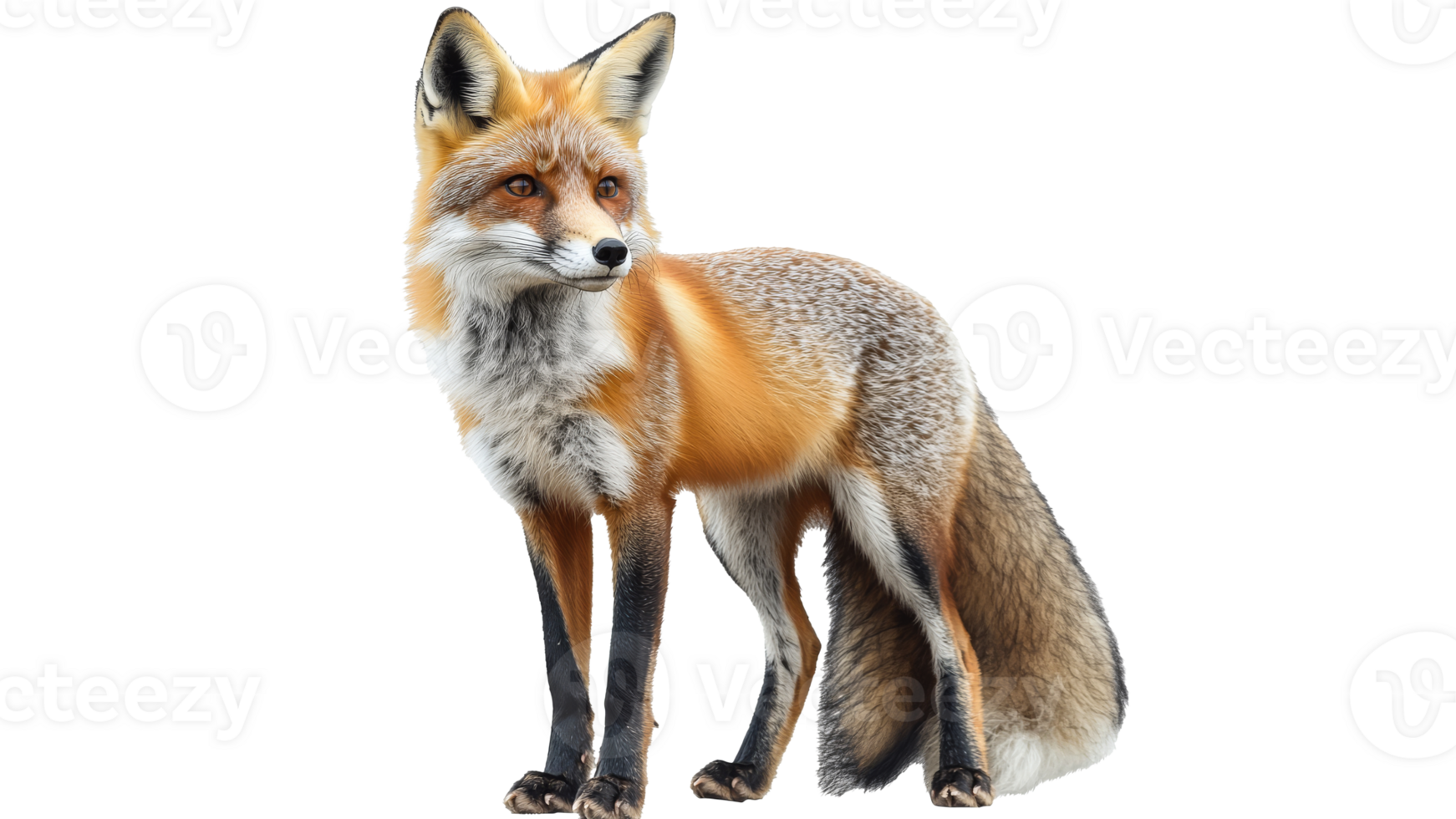 Red fox posed naturally on white background png