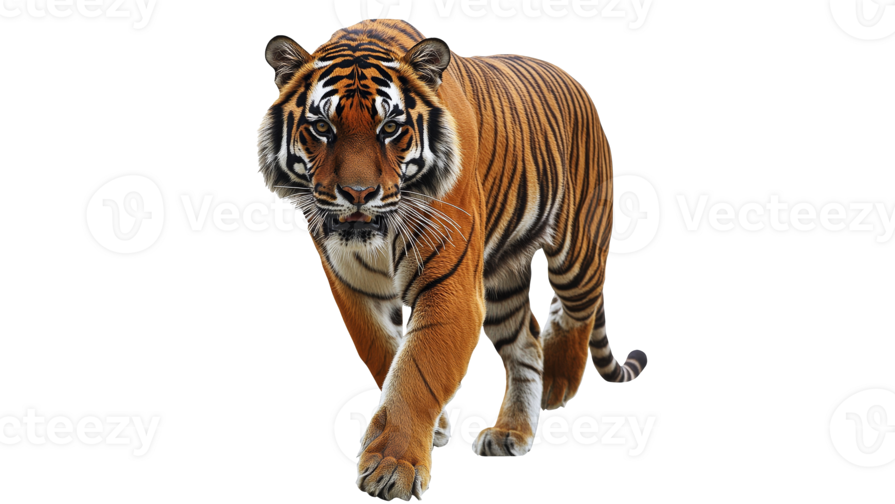 Tiger strides boldly in nature png