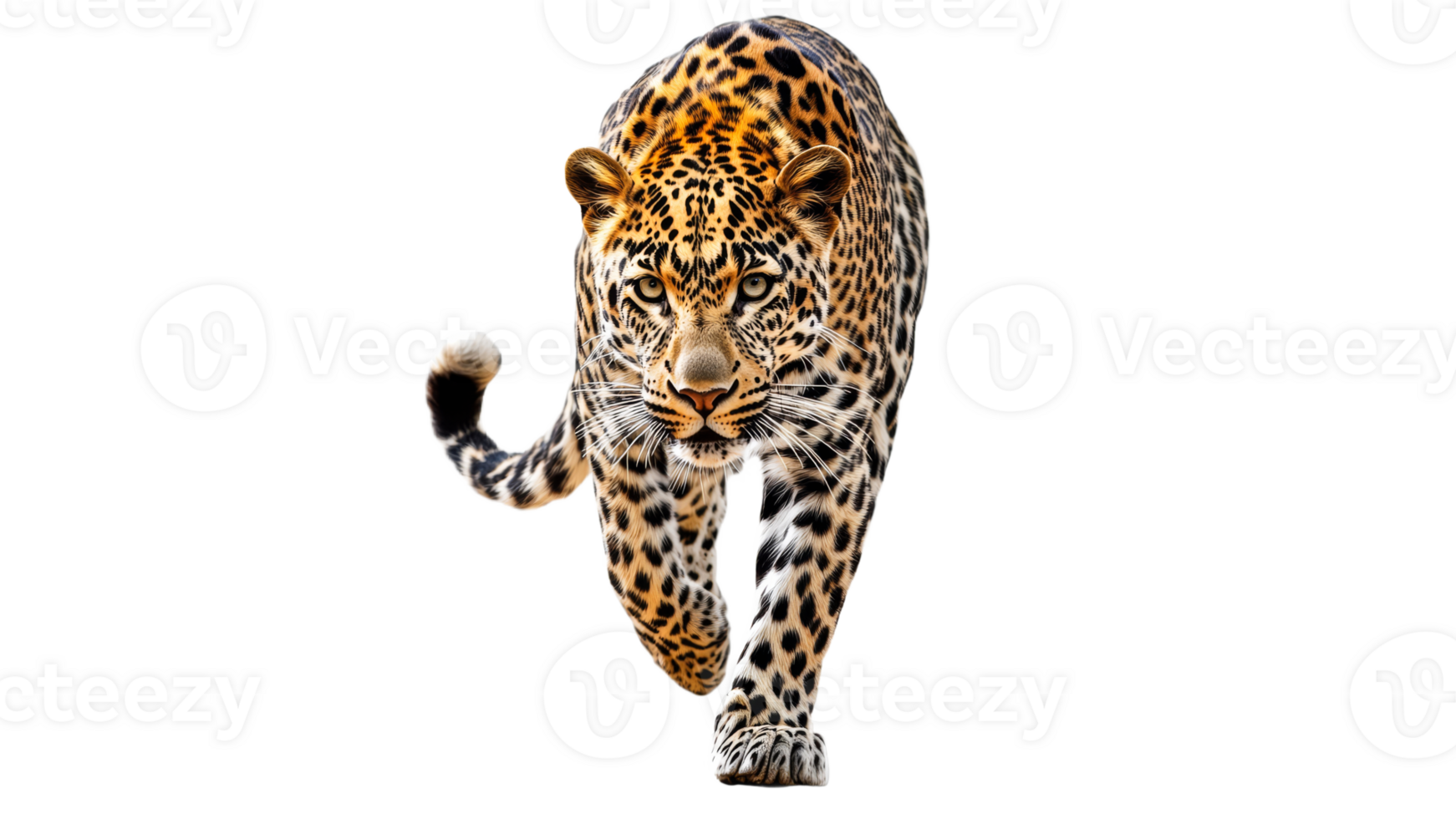 Powerful leopard advances with focused intent png