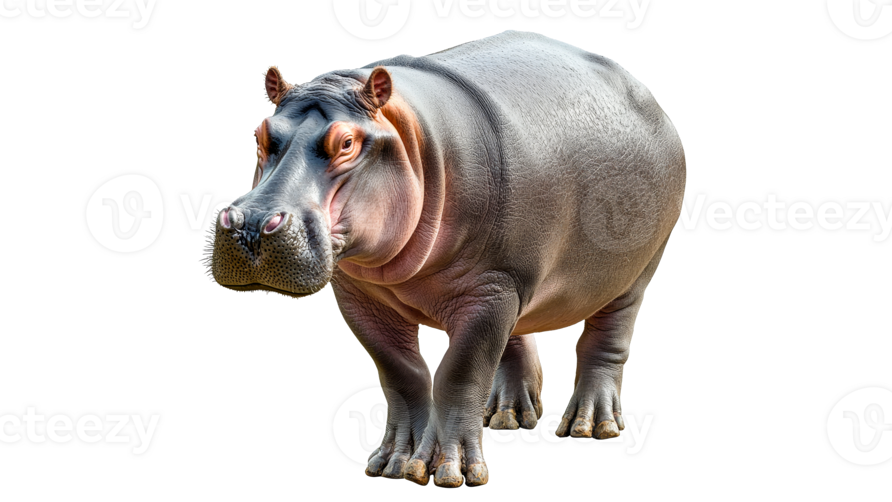 Hippo walking on white background png