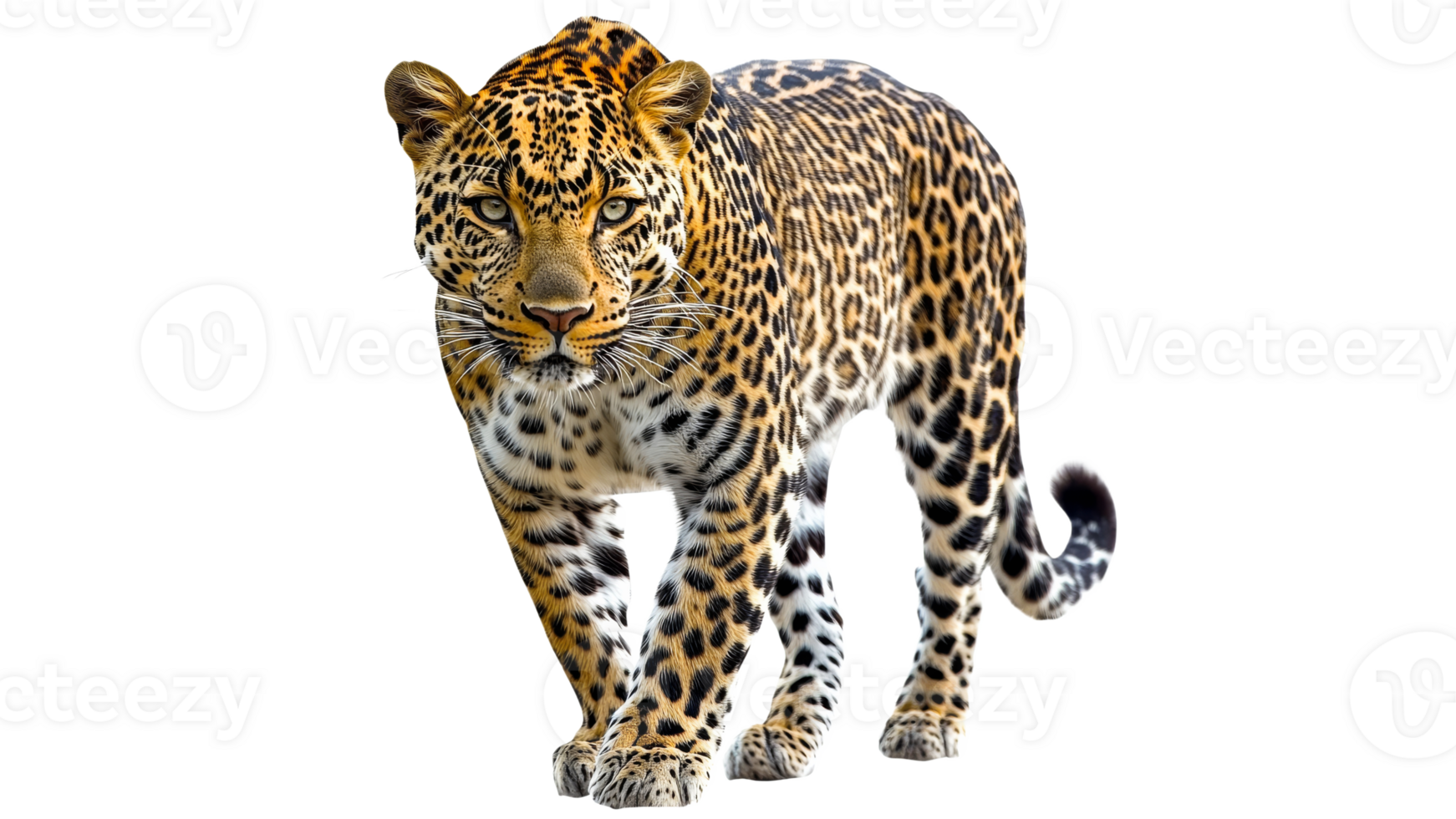 Leopard walking on white background png