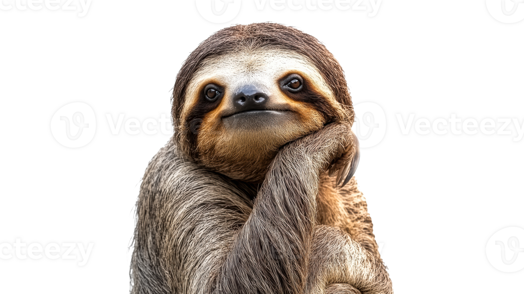 Sloth resting thoughtfully in natural pose png