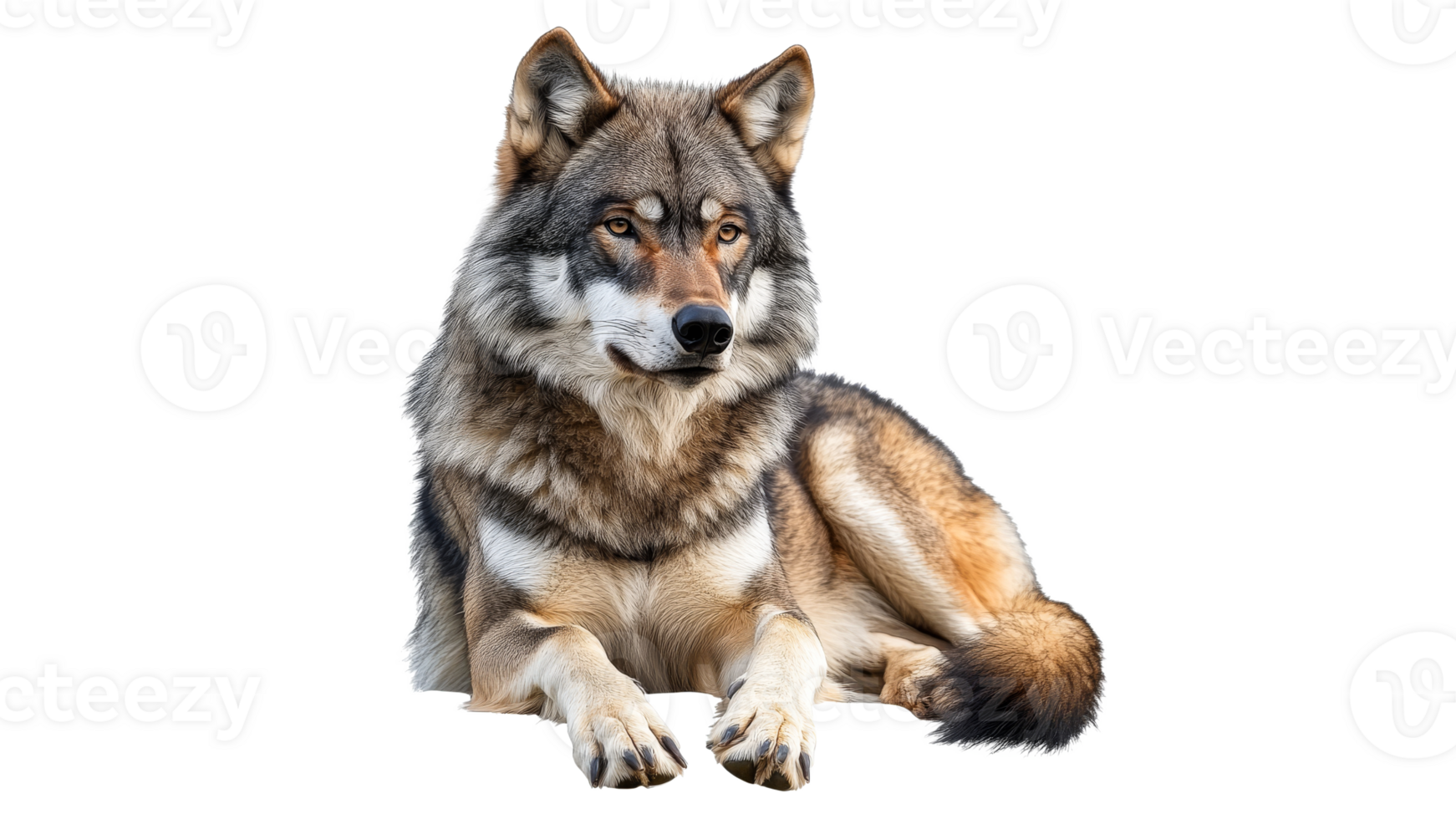 Majestic wolf resting in a serene pose png