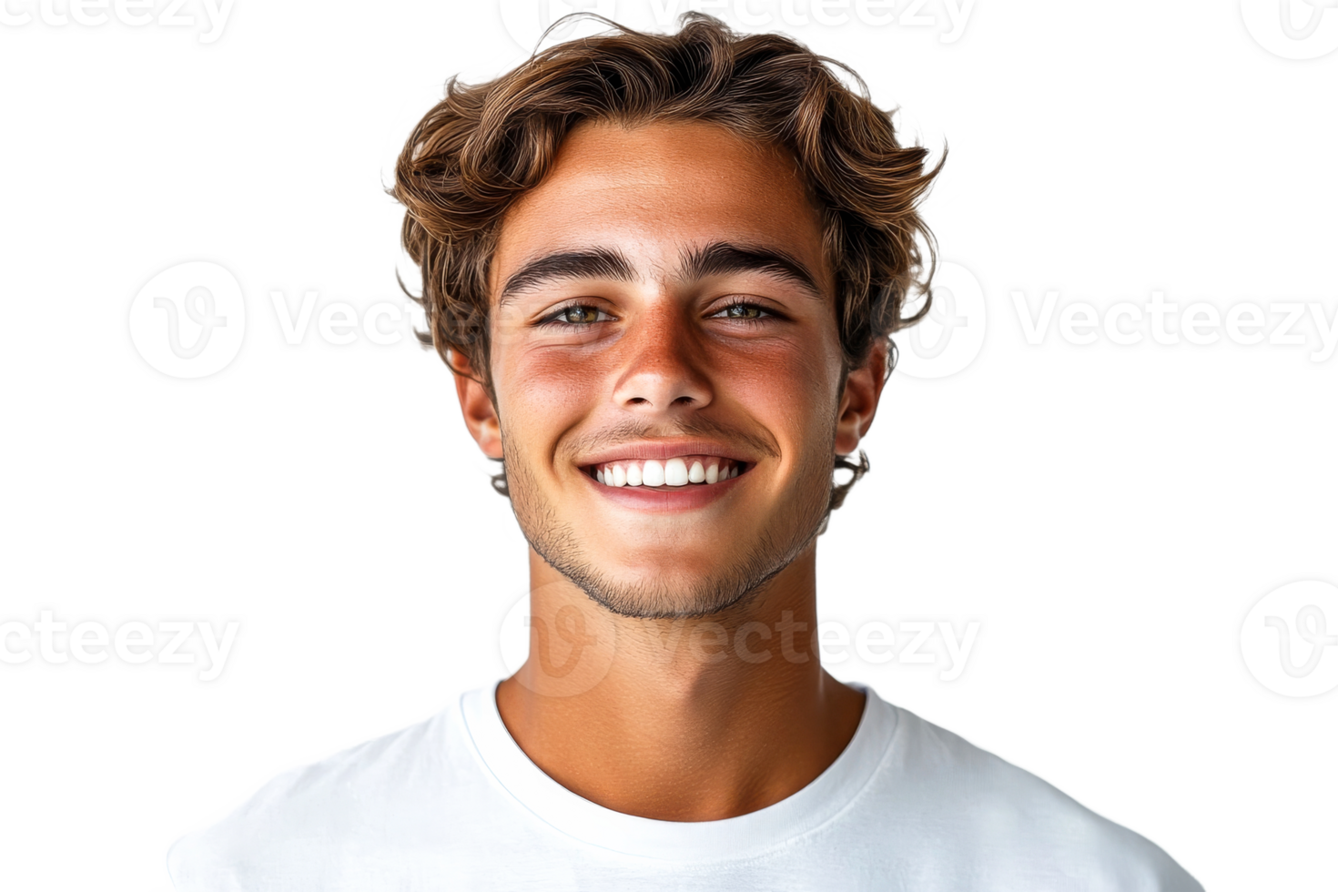 Young man smiles brightly with a casual outfit png