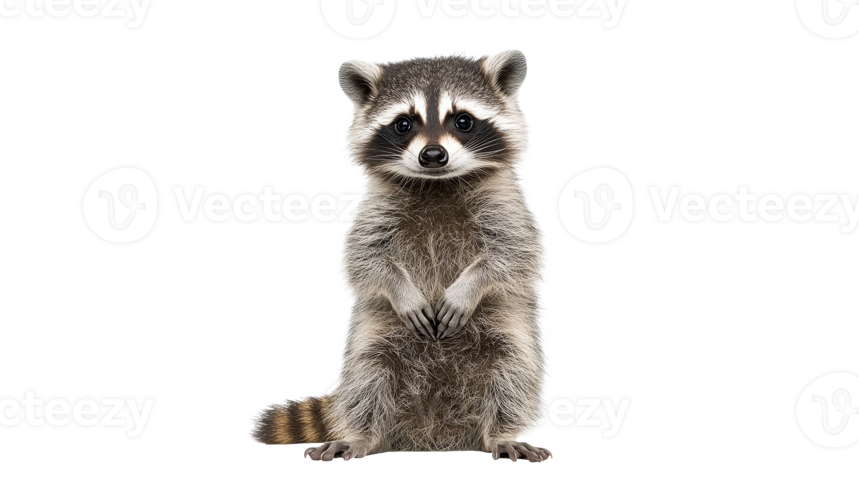 Curious raccoon in a white space png