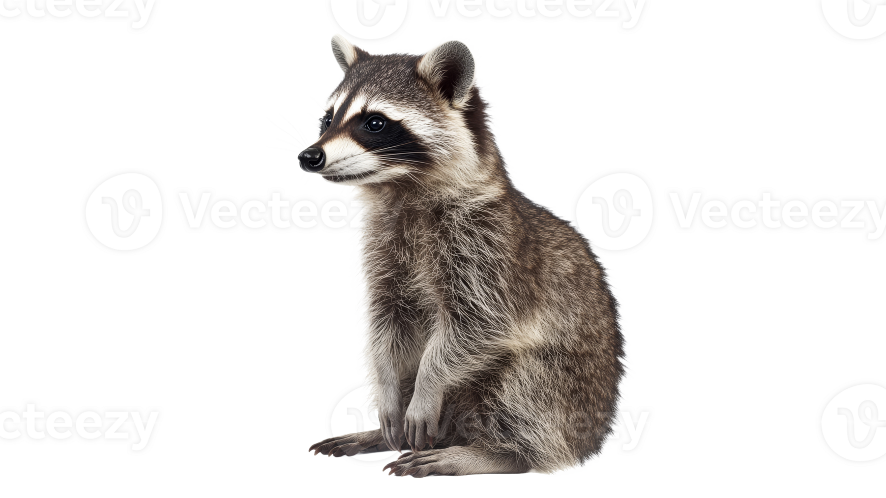 Raccoon sits quietly with curious expression png