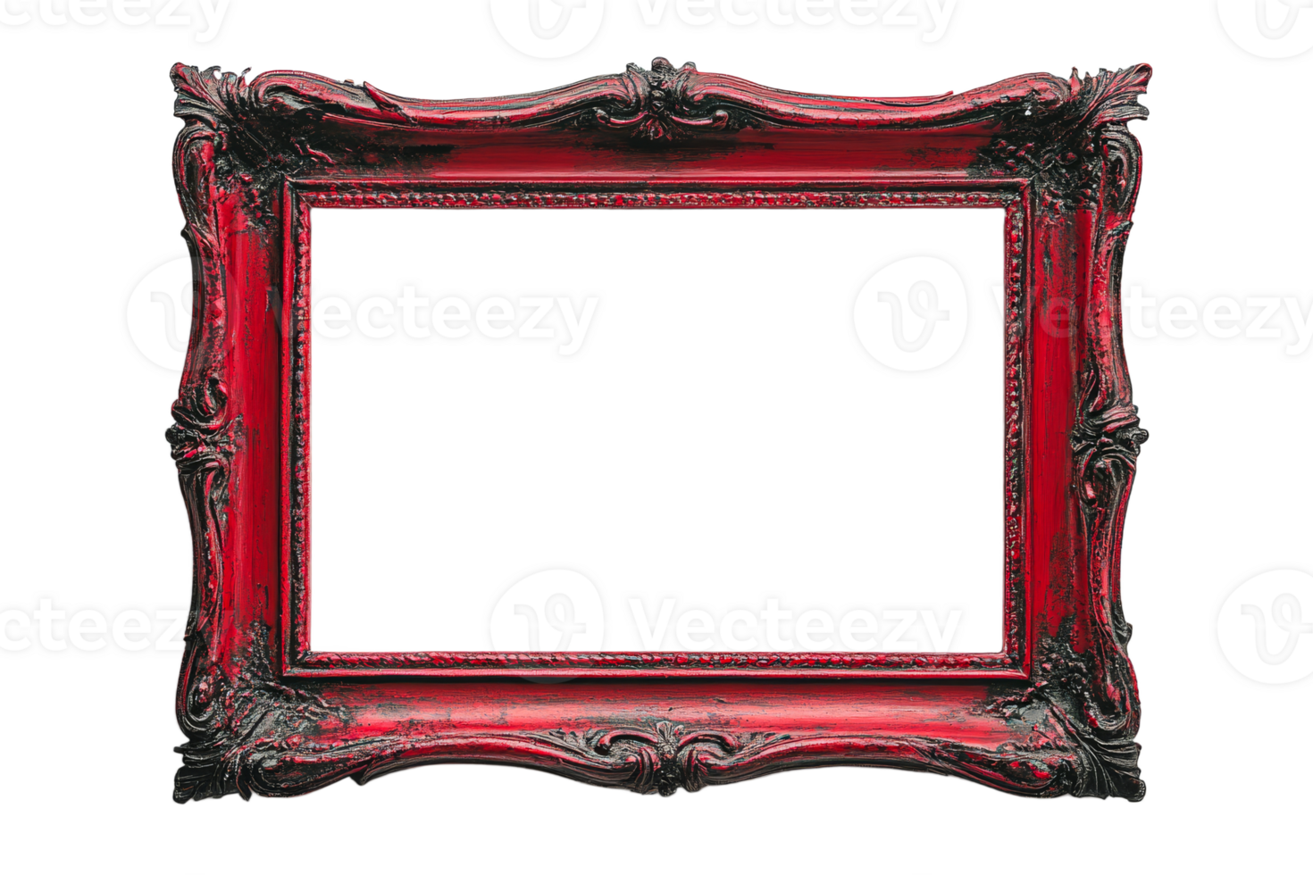 Ornate red frame ready for artwork display png