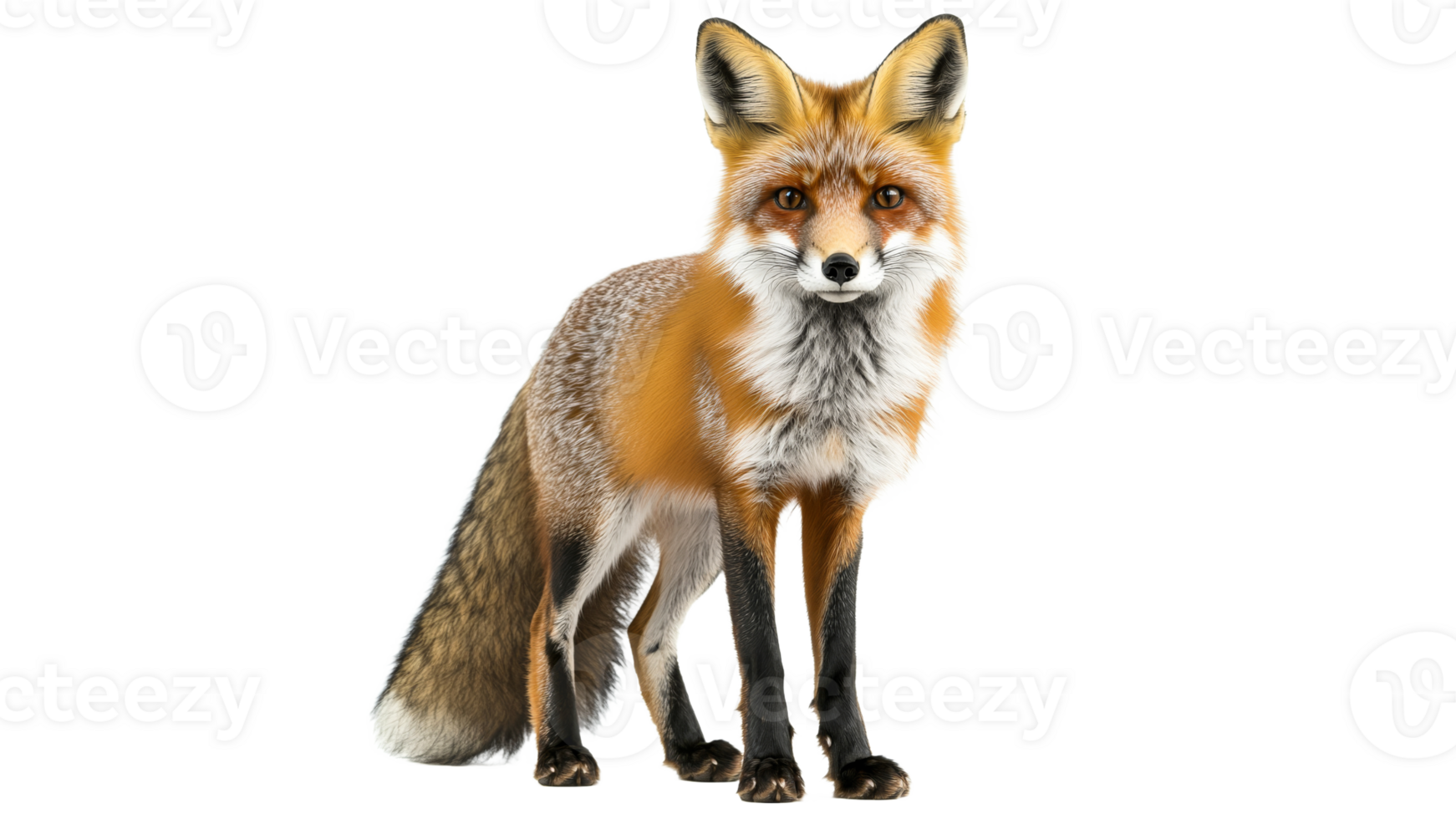 Red fox standing in a natural pose in daylight png