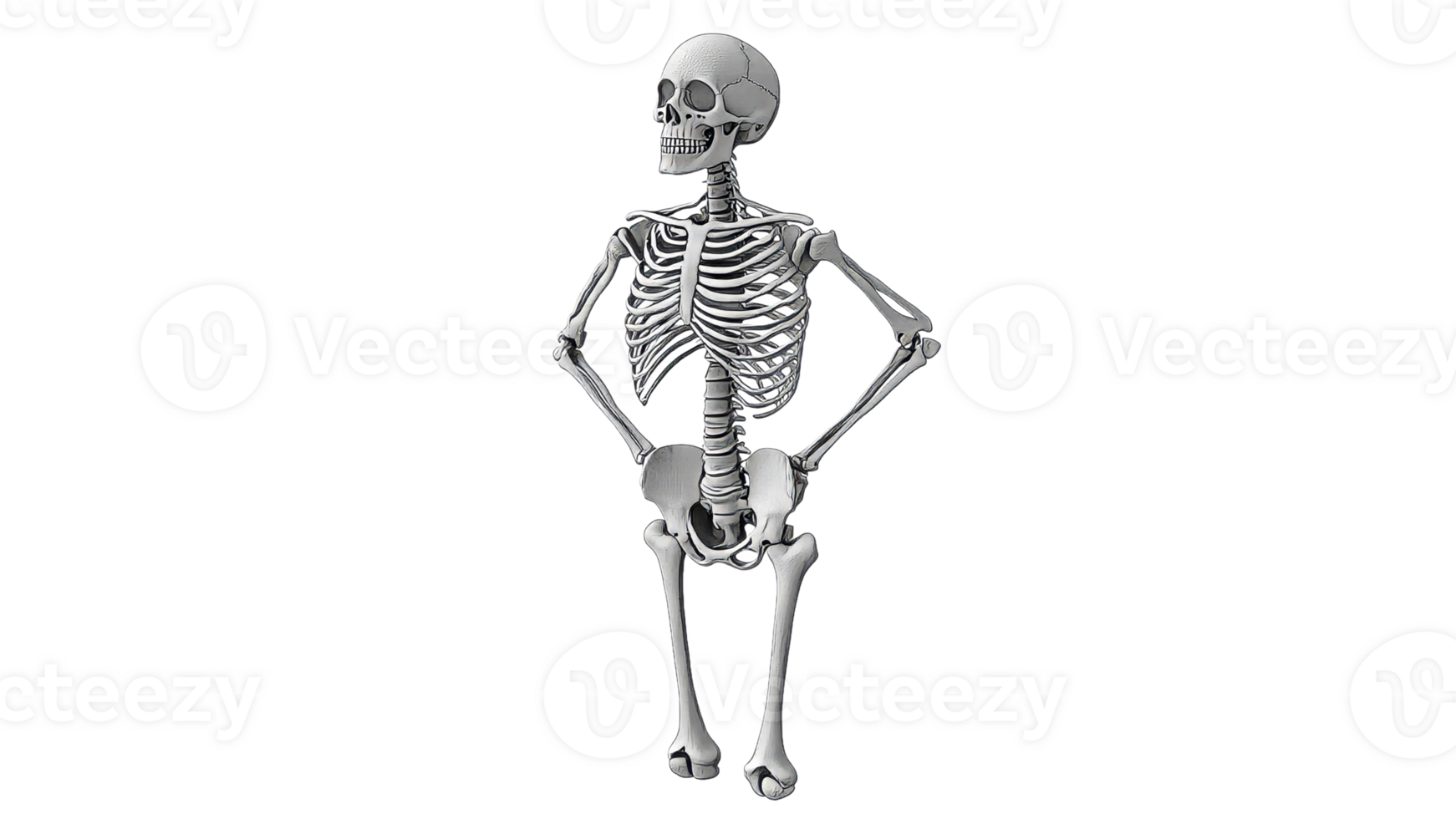 Human skeleton model in standing pose png