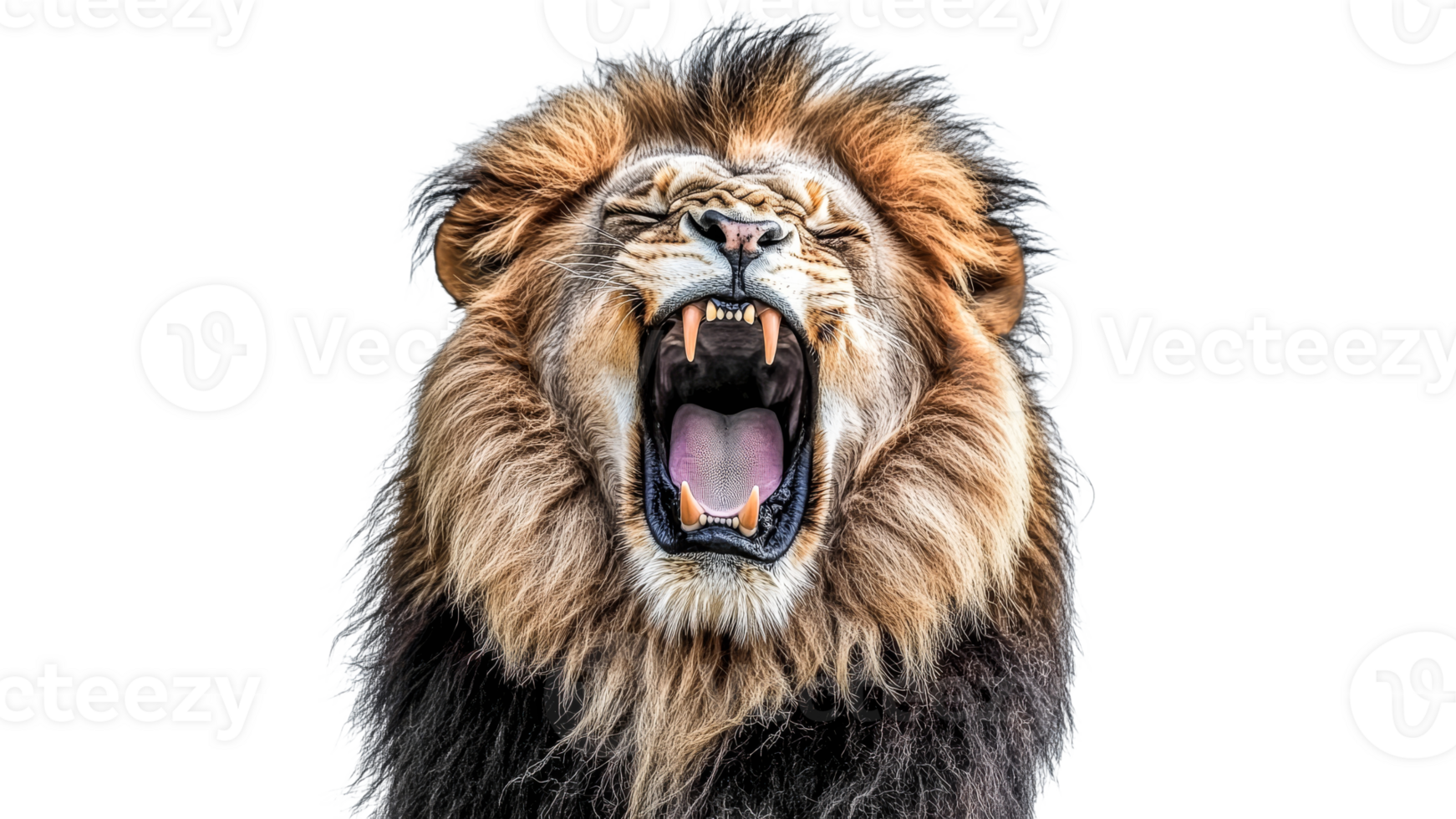 Majestic lion roaring in a natural setting png