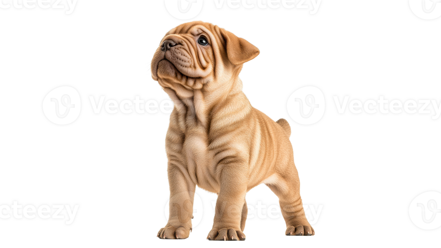 Cute shar pei puppy standing confidently indoors png