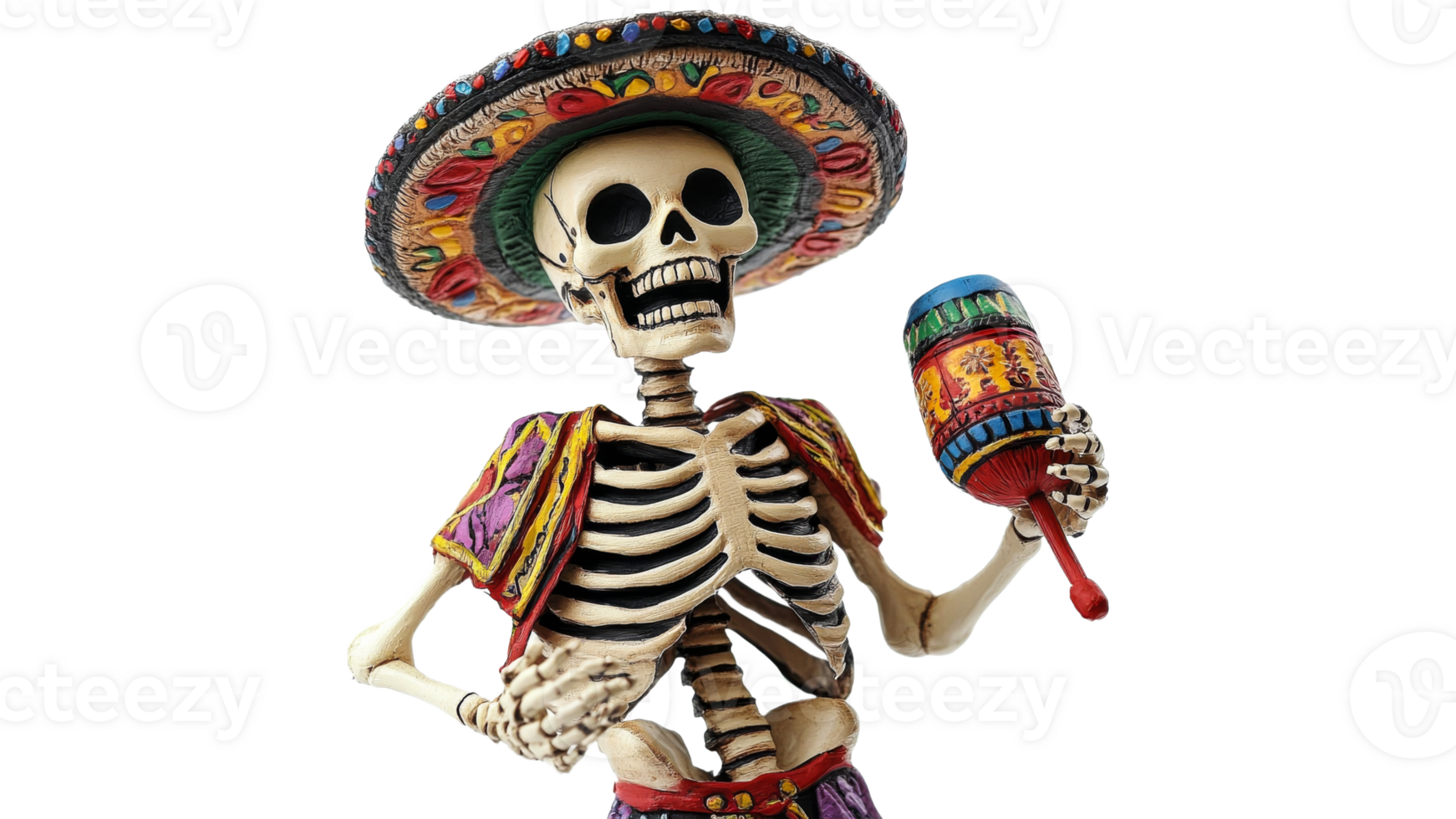Colorful skeleton celebrating a holiday png