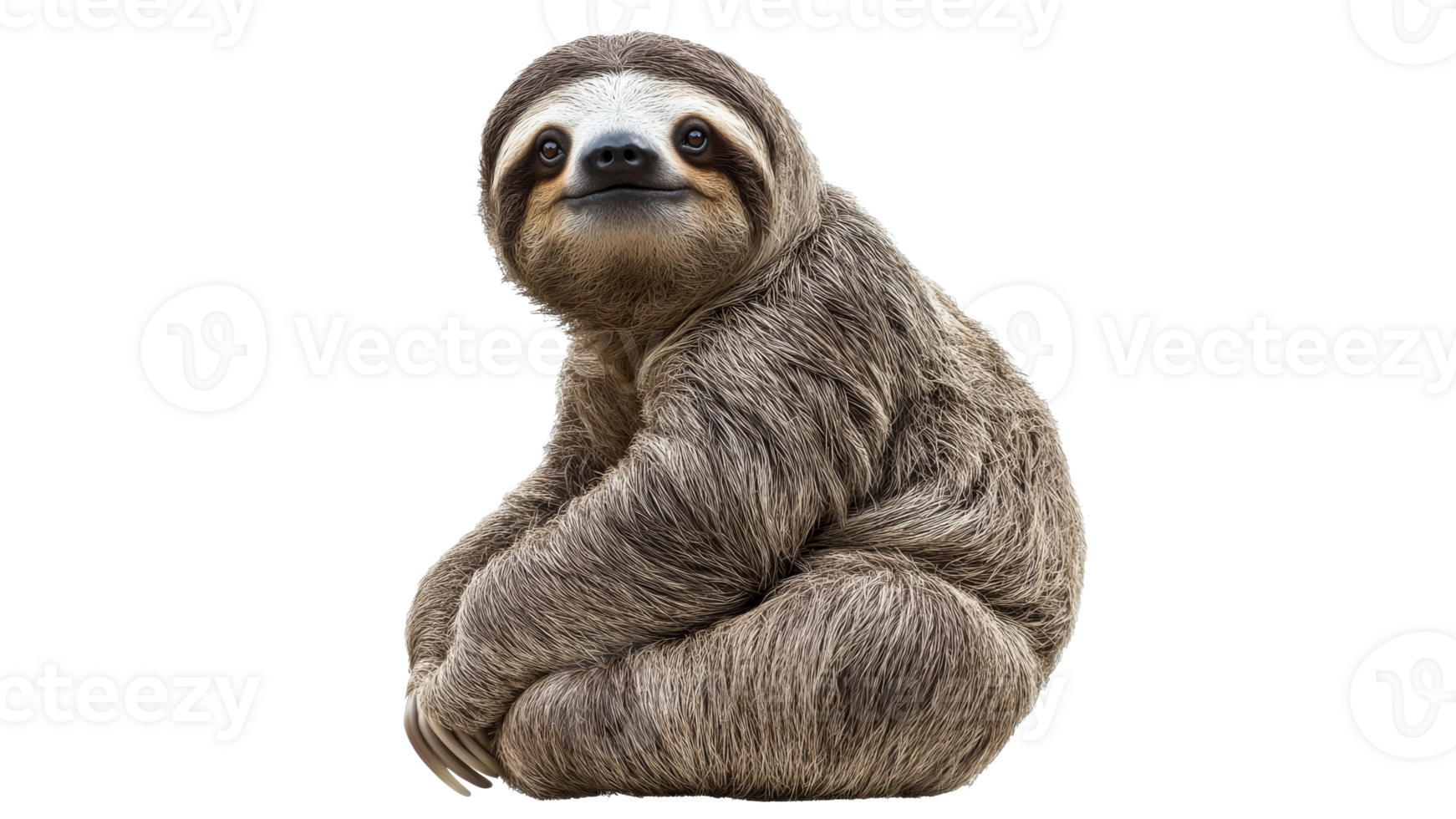 Smiling sloth in a relaxed pose png