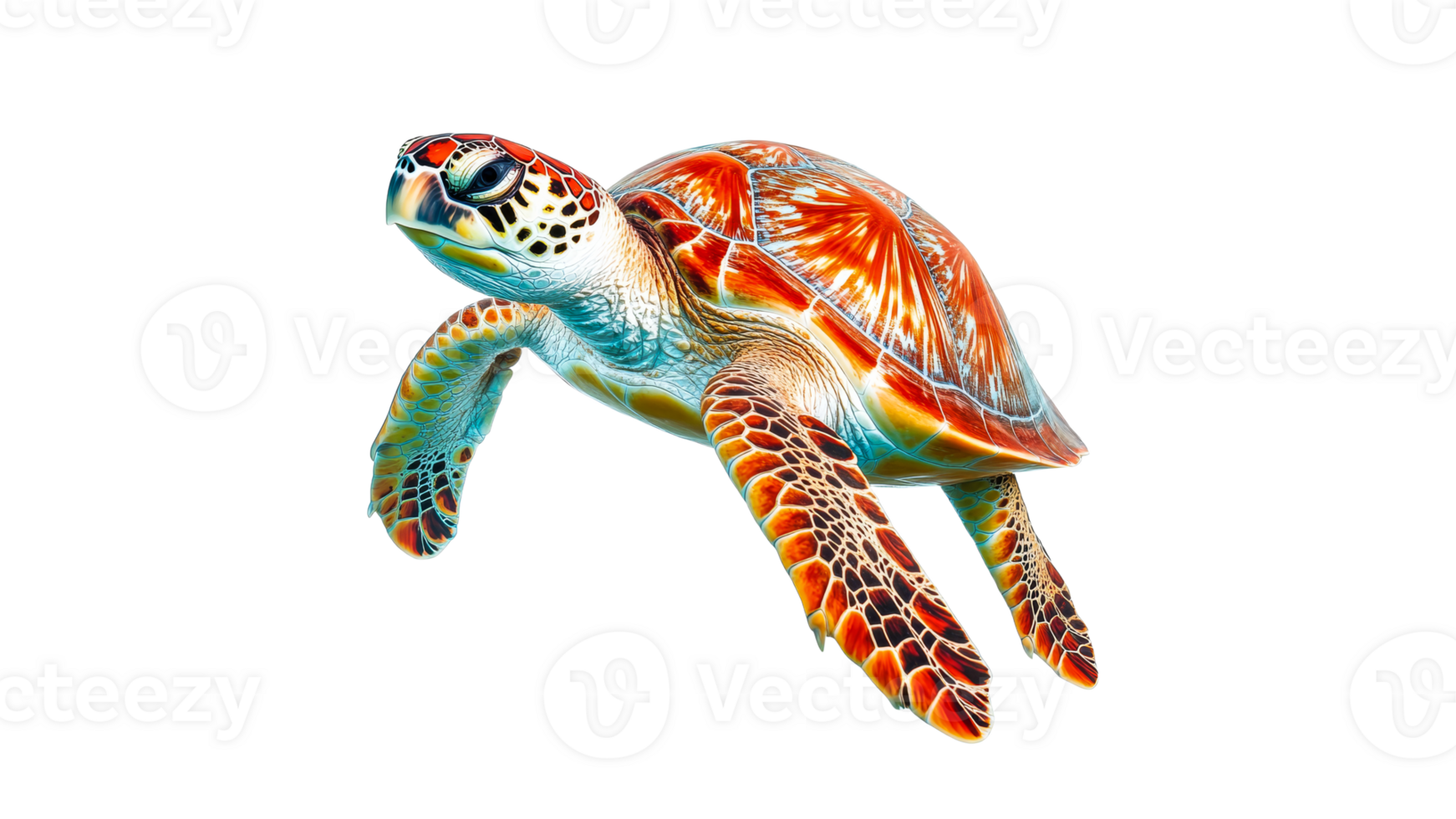 Colorful sea turtle gracefully swimming underwater png