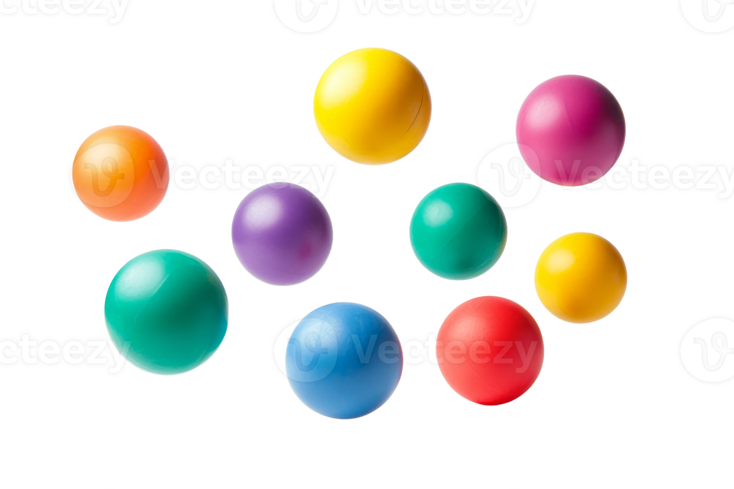 Colorful balls scattered on a white surface png