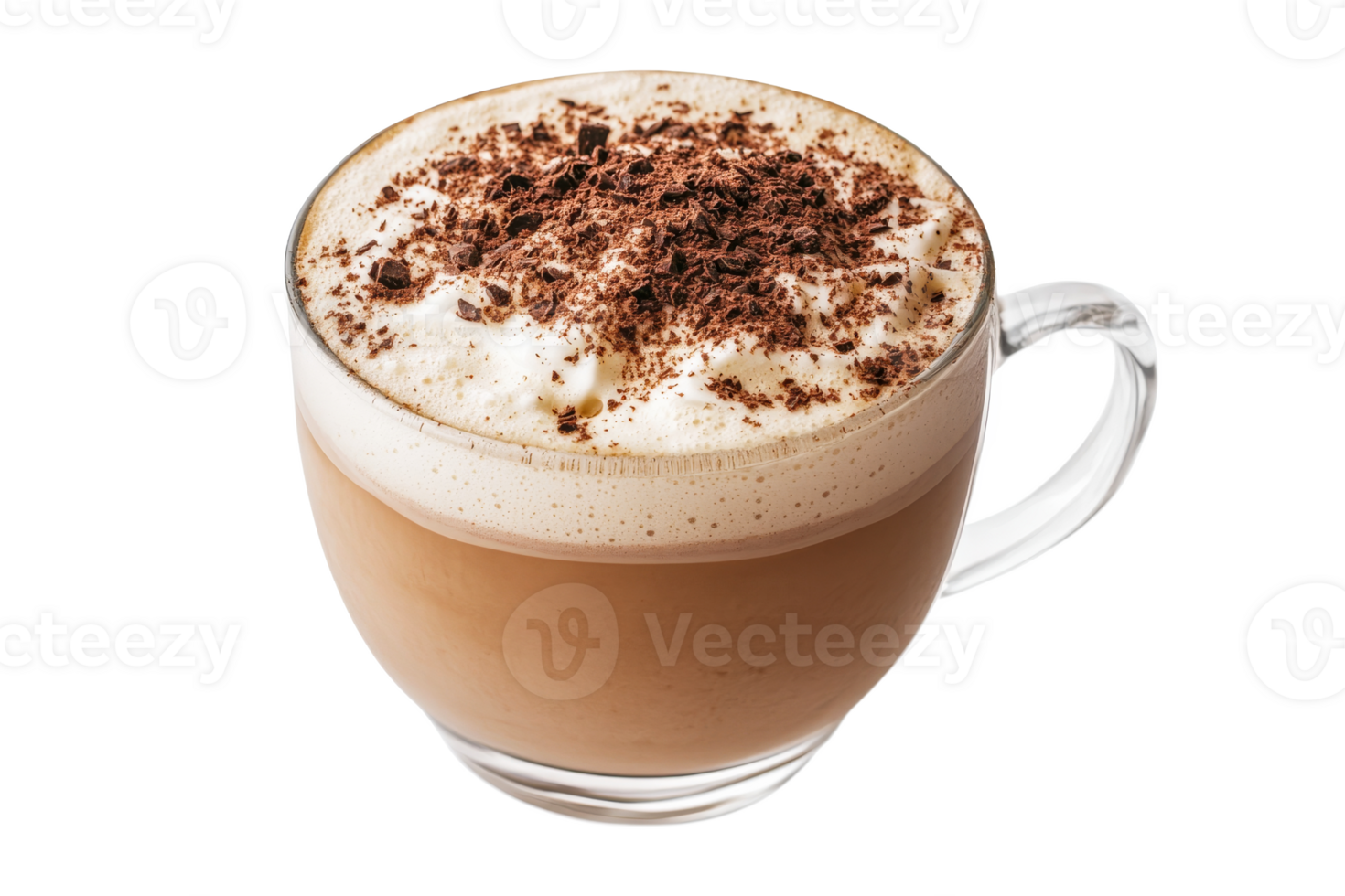 Creamy coffee with chocolate shavings png