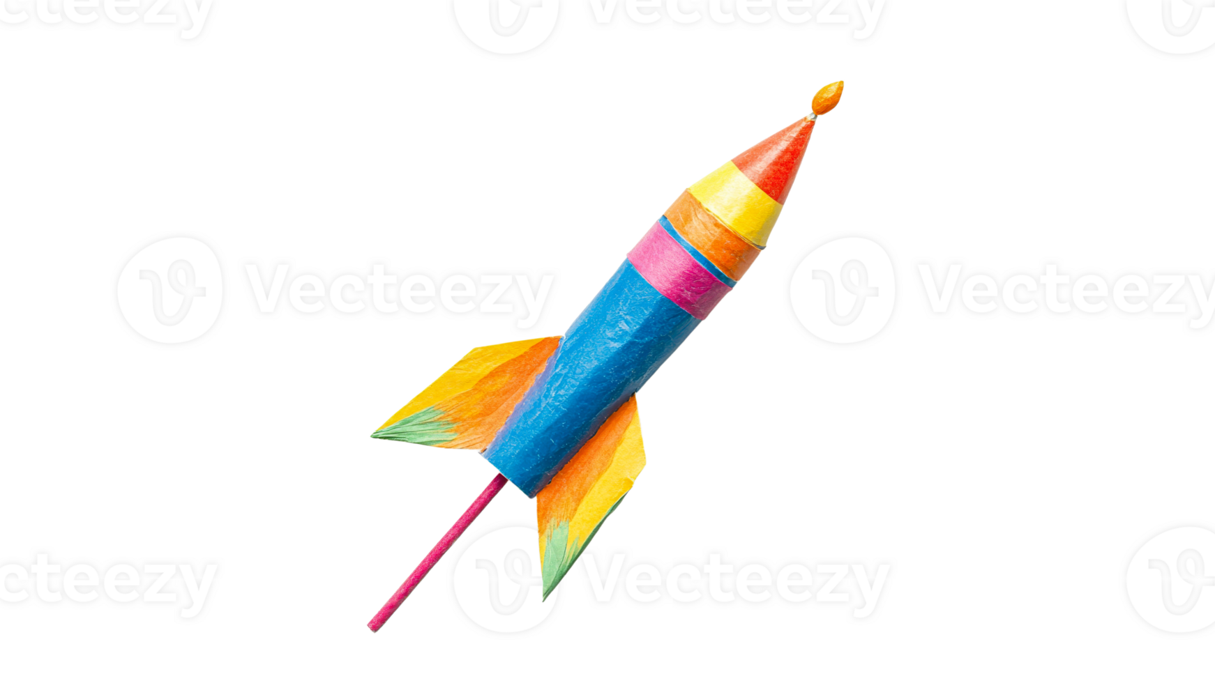 Colorful paper rocket ready for a launch event png