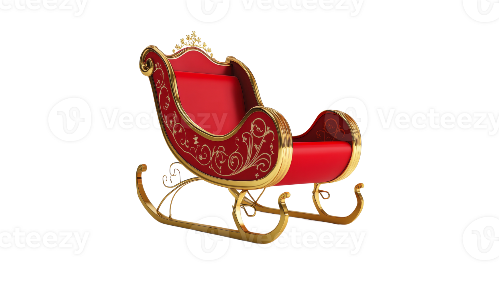 Elegant red and gold winter sleigh png