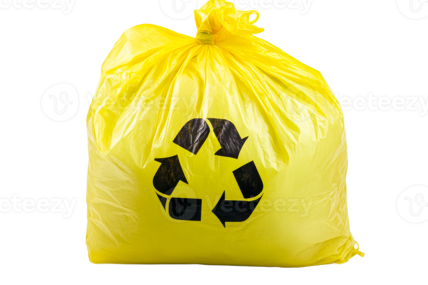 Yellow recycle bag with recyclables png