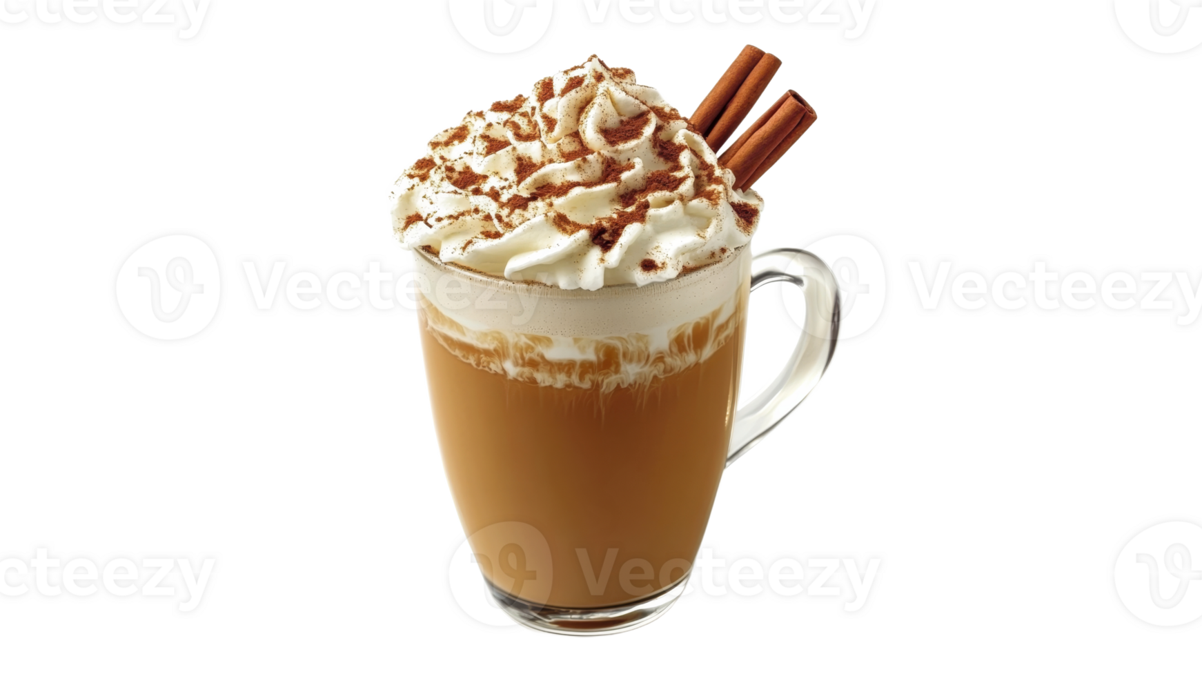 Delicious caramel latte topped with whipped cream png