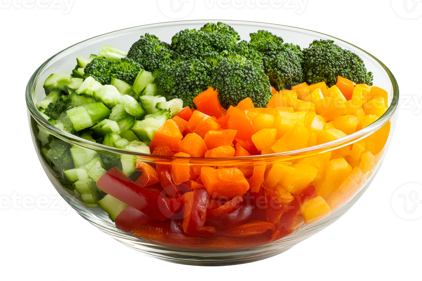 Colorful vegetable salad in a clear bowl png