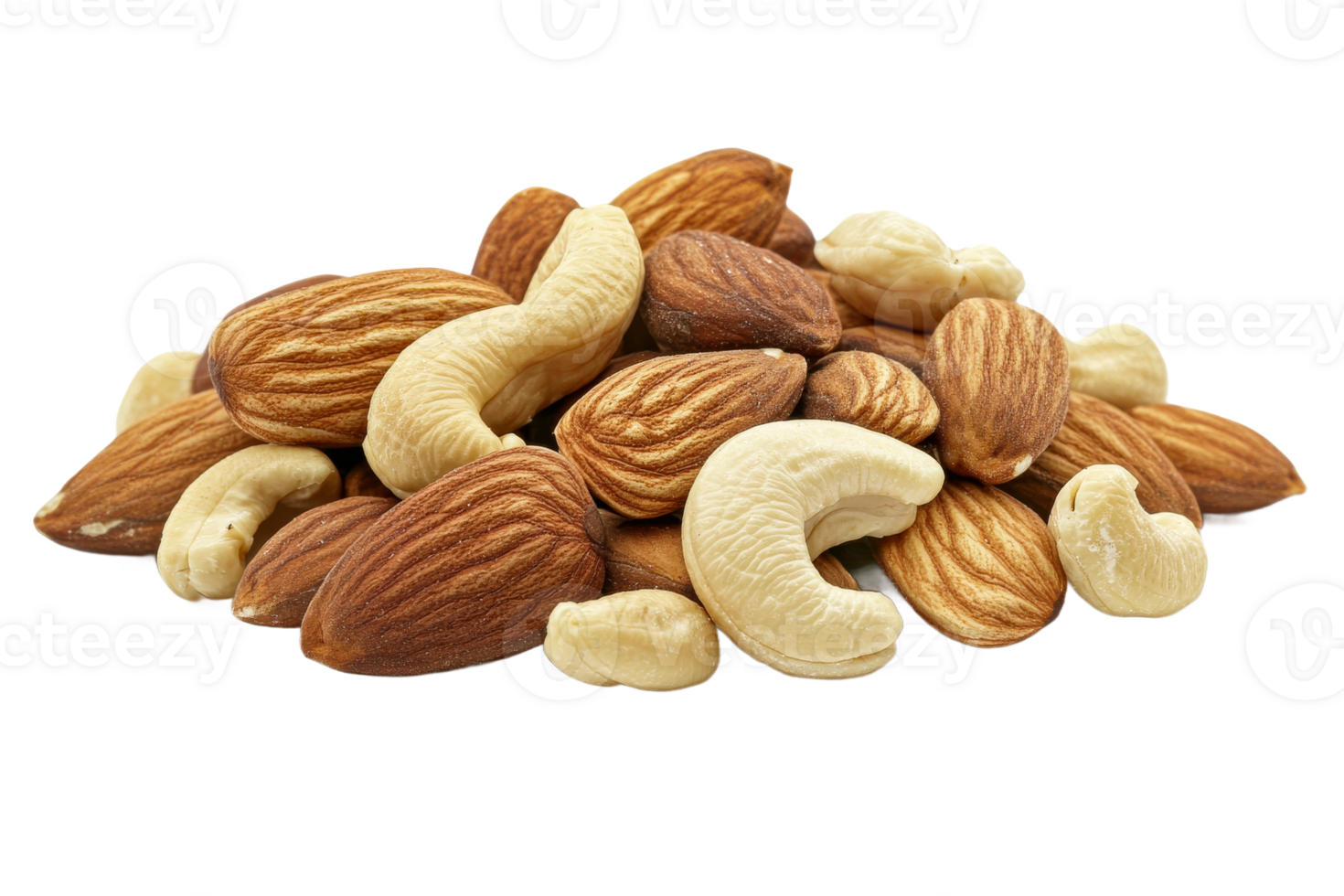 Mixed nuts displayed on a white background png