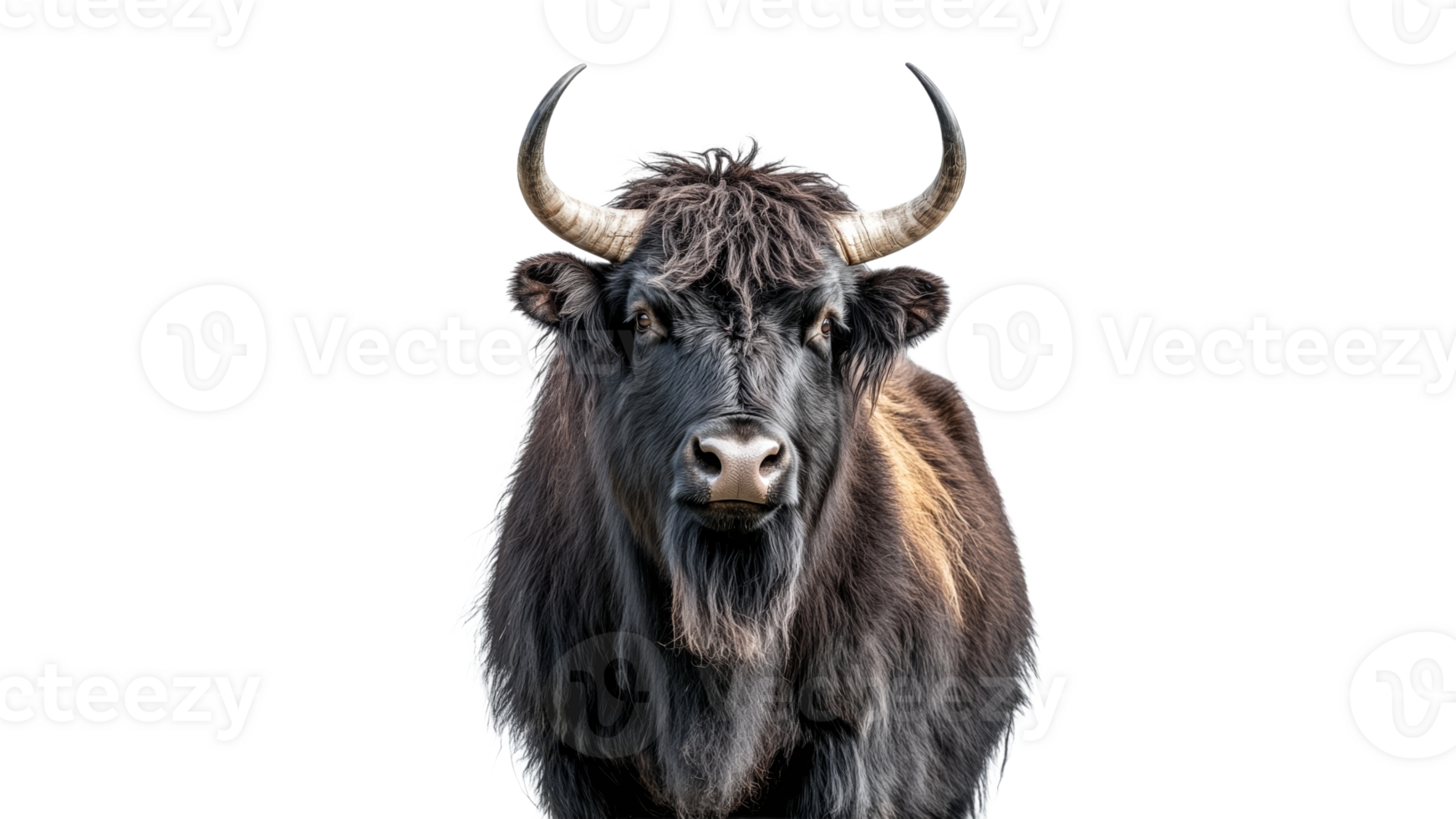 Majestic yak posing against a white backdrop png
